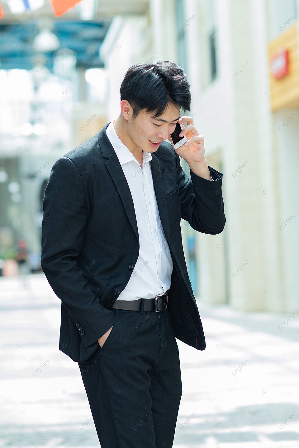 Male Staff In Formal Suits Outdoors During The Day Looking Down On The Phone Background, Business, Workplace, Office Background Image for Free Download