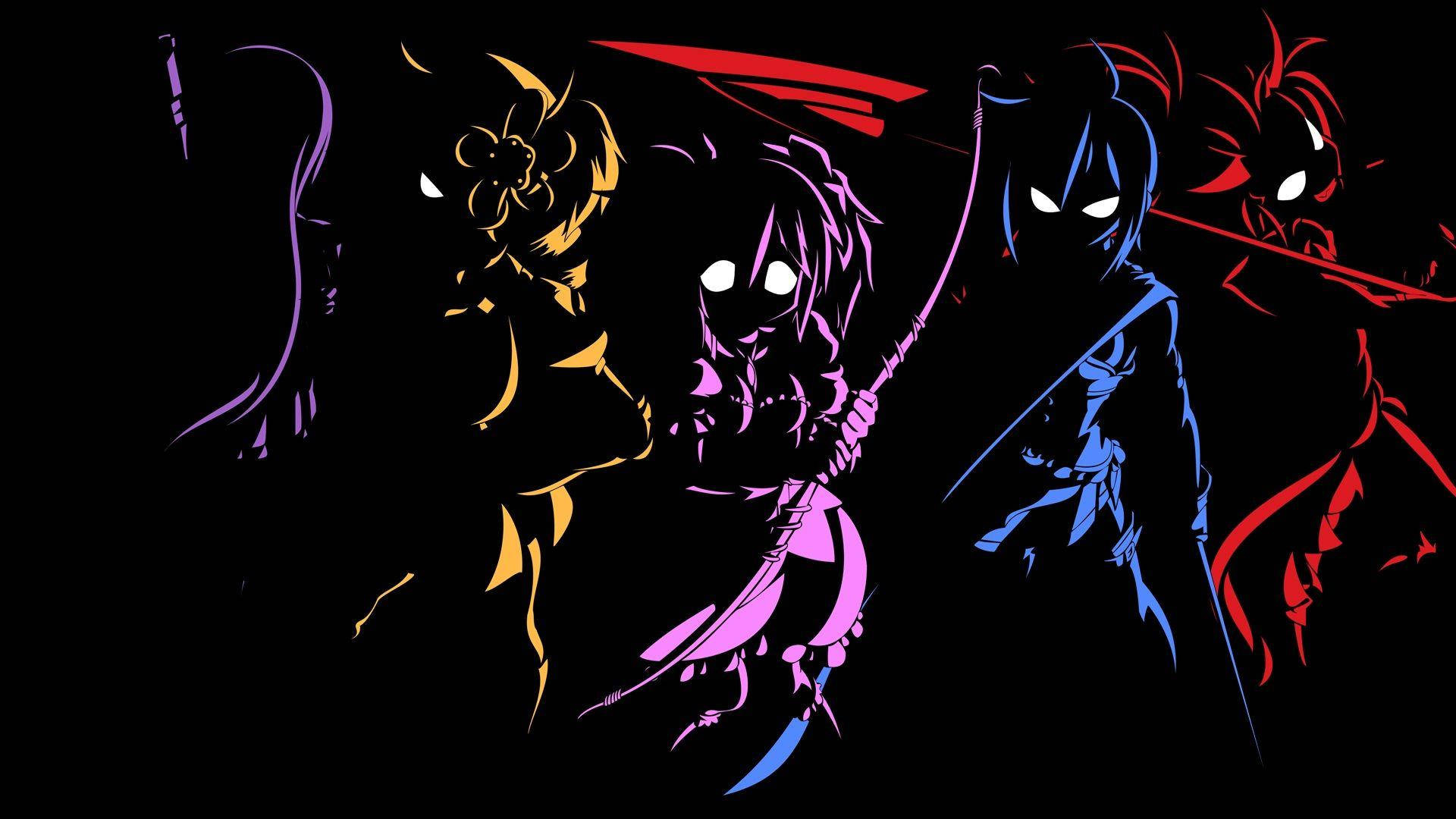 Download Dark Anime Colorful Character Silhouette Wallpaper