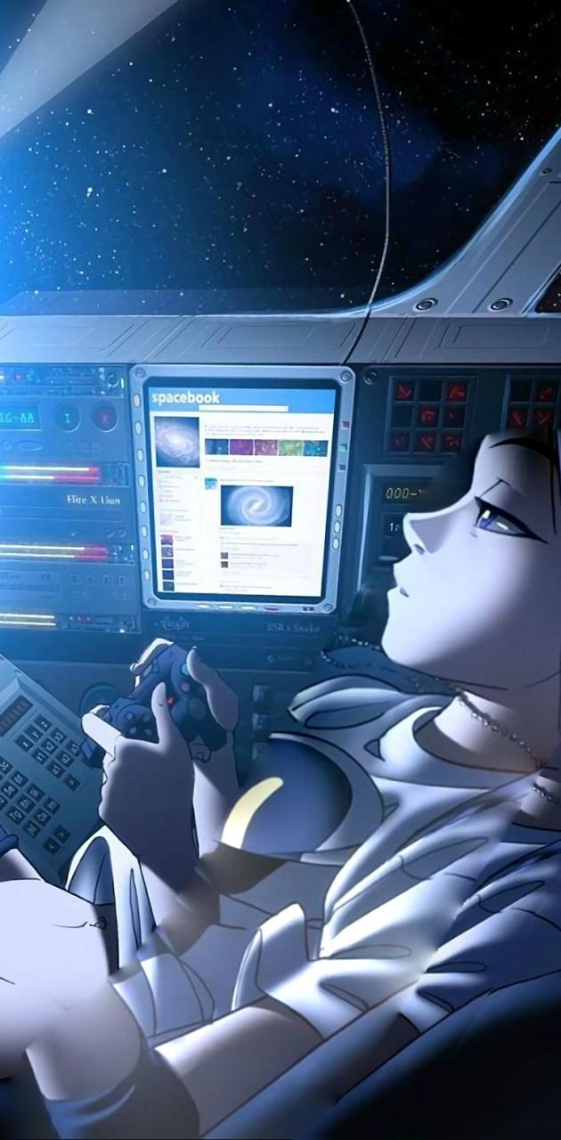 Gamer girl in space wallpaper