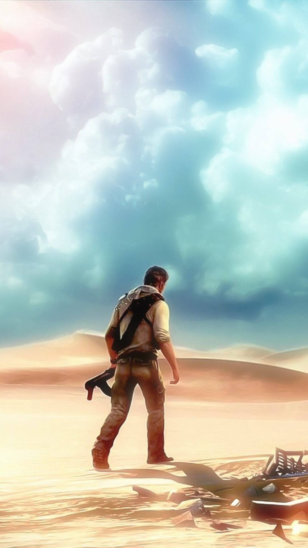 Download Uncharted Nathan Drake In Desert Wallpaper