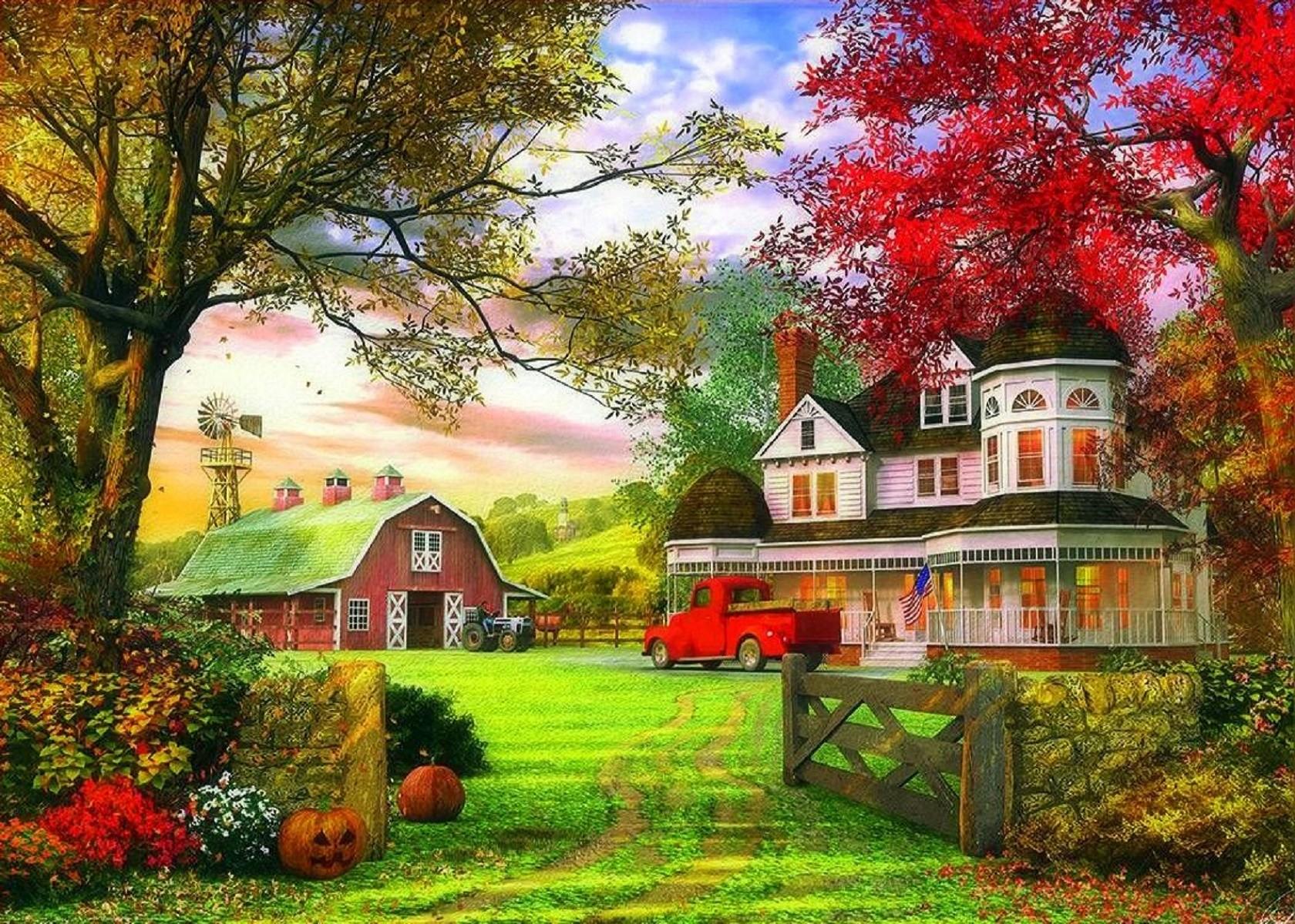 Farm Painting Wallpaper