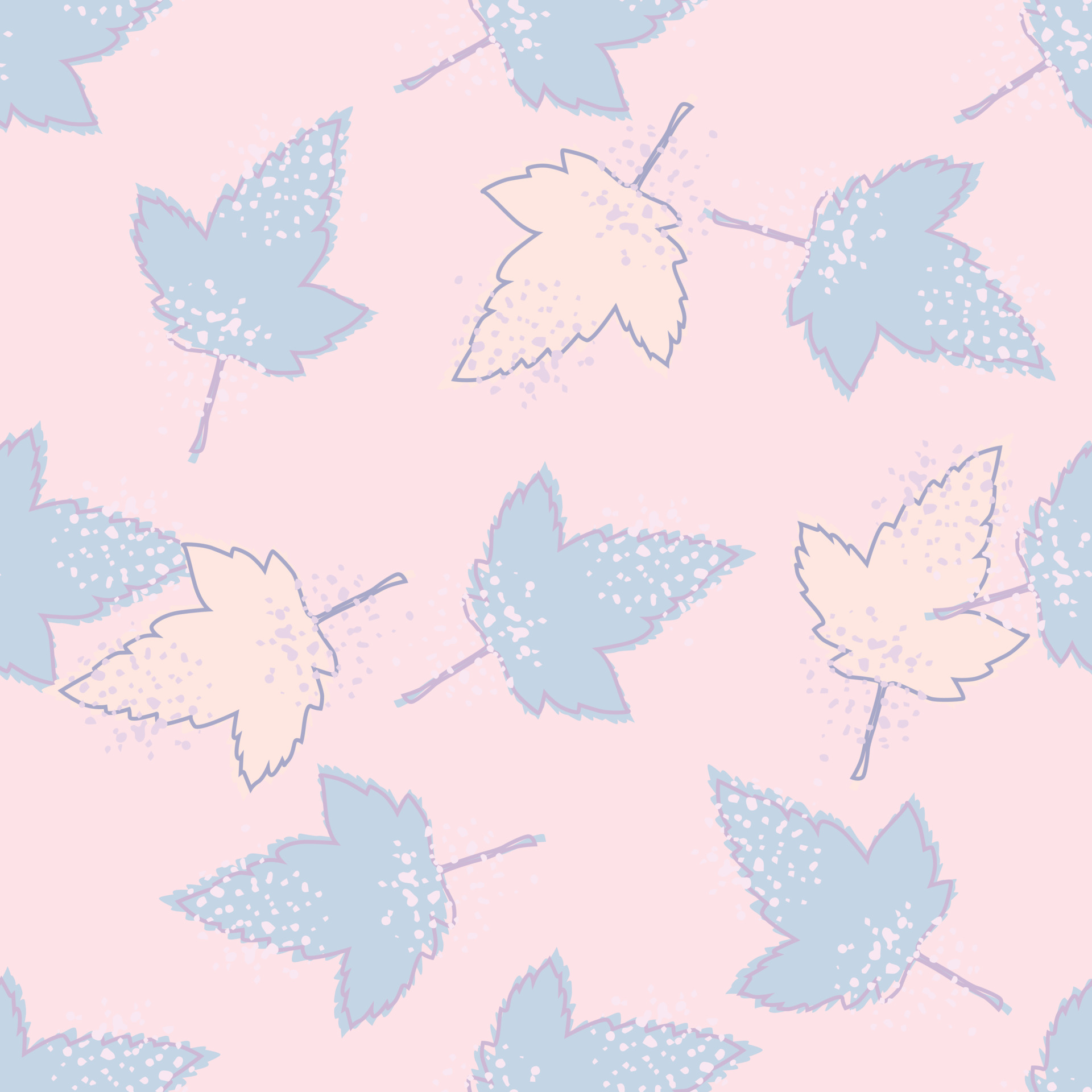 Abstract maple leaves seamless pattern on pink background. Cute autumn leaf wallpaper. Decorative backdrop for fabric design