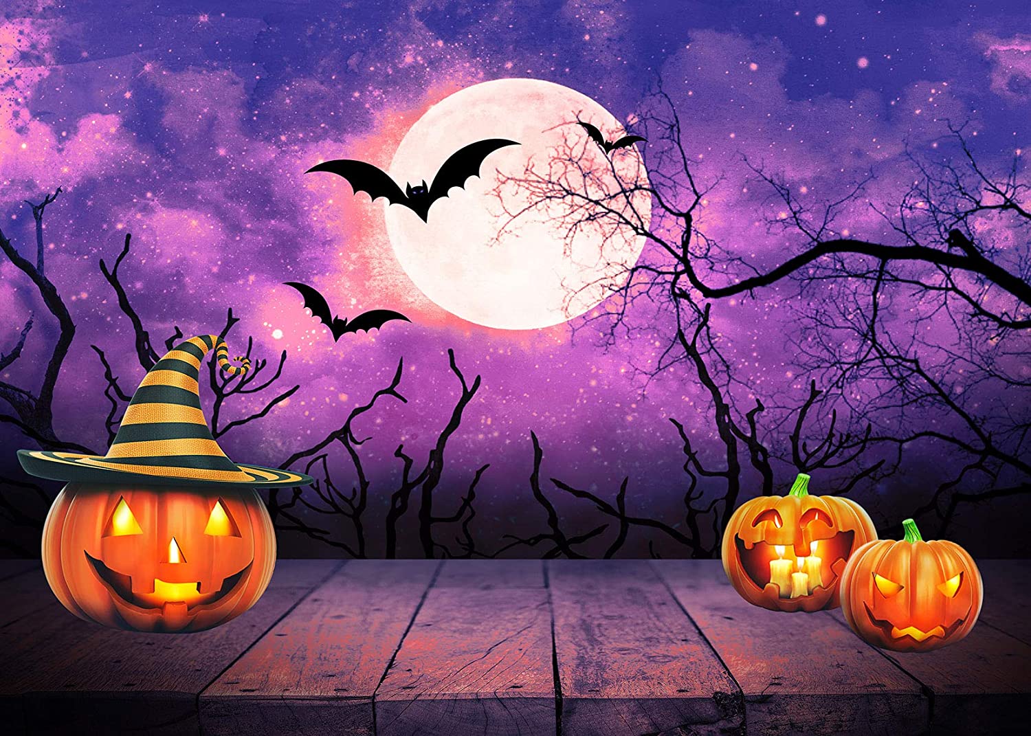 Amazon.com, LB Halloween Backdrops for Photography Pumpkin Lantern Party Banner Photo Background Purple Sky Moonlight Bat Halloween Party Decorations 7x5ft Customized Photo Booth Props