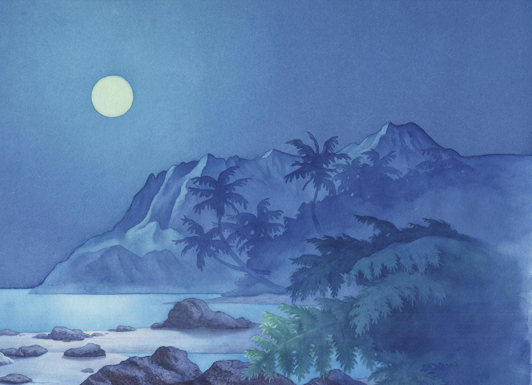 Disney Animation in the scenery of Lilo & Stitch with these original background from the film, courtesy of the Walt Disney Animation Research Library