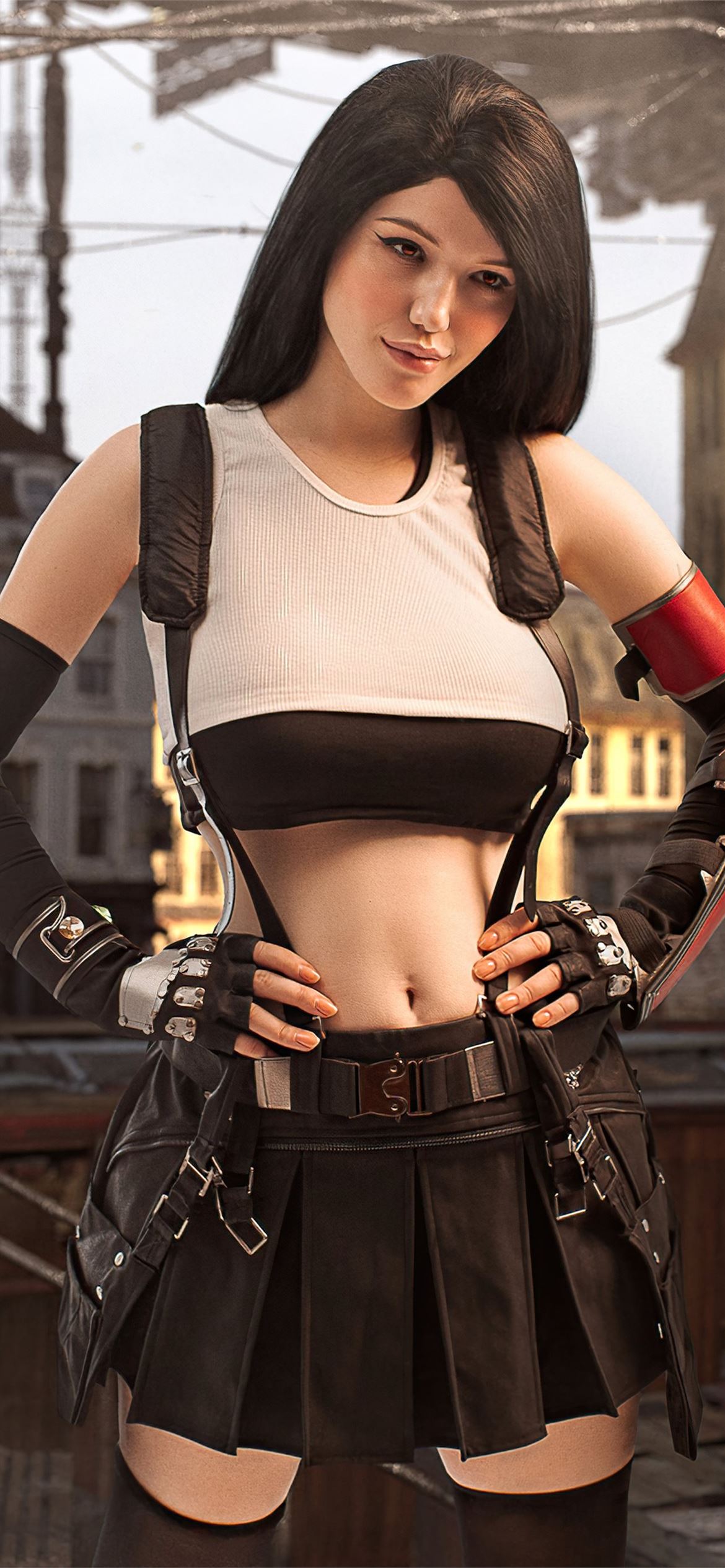 tifa lockhart final fantasy 7 cosplay iPhone 12 Wallpaper Free Download