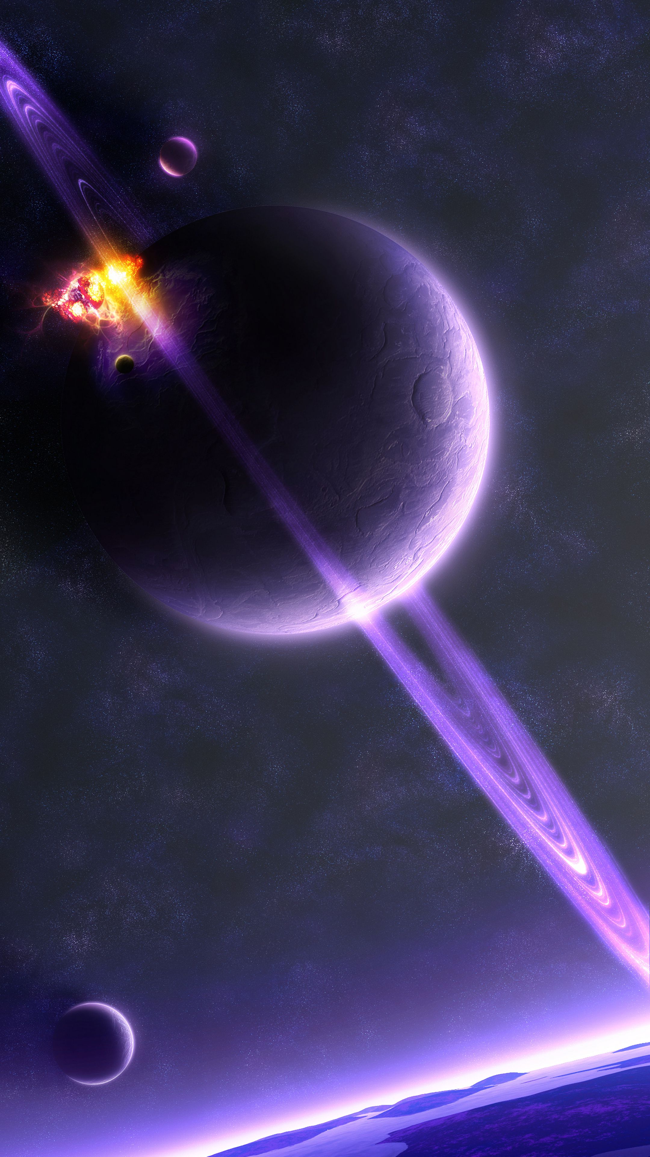 Download wallpaper 2160x3840 planet, saturn, space, rings, meteorite samsung galaxy s4, s5, note, sony xperia z, z1, z2, z3, htc one, lenovo vibe HD background