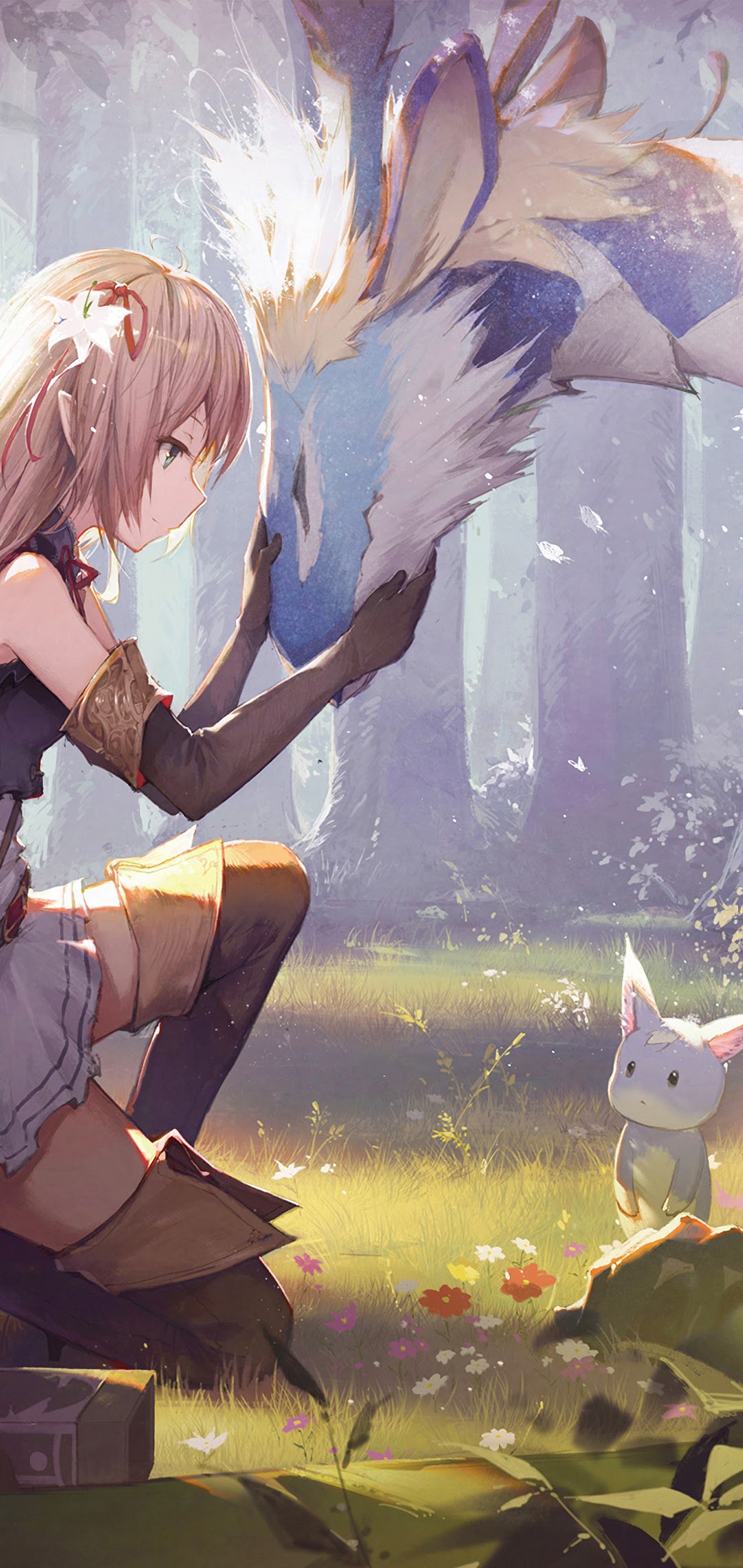 Anime Girl Fantasy Creatures Phone iPhone 4K Wallpaper free Download
