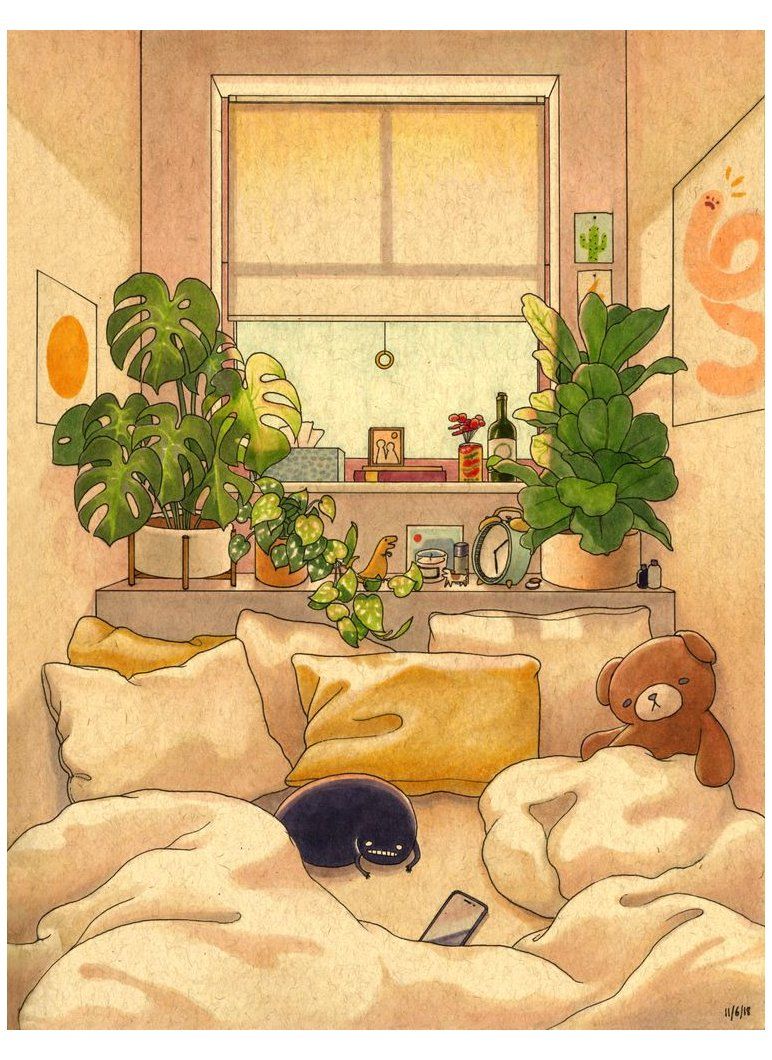 Cozy Space Mini Art Print by feliciachiao #cozy #room #drawing #cozyroomdrawing. Cute art, Cartoon art, Cute drawings