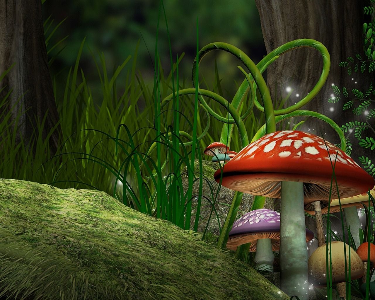 Fantasy mushrooms 1280 x 1024 Wallpaper. Mushroom wallpaper, Stuffed mushrooms, Space fantasy