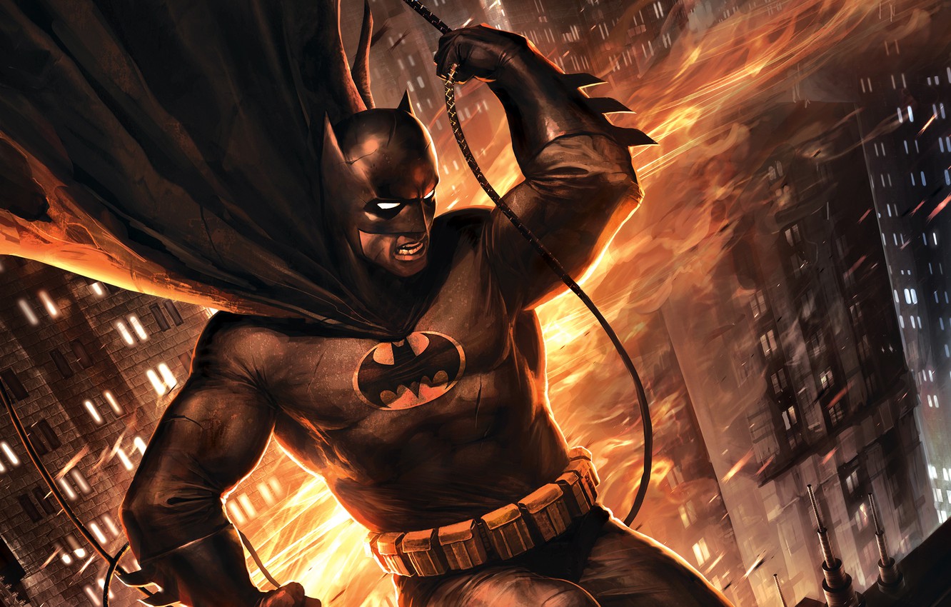 Wallpaper Dark, Windows, City, Light, Action, Fire, Hero, Flame, Darkness, Batman, Black, Night, The, Super, Returns, Boy image for desktop, section фильмы