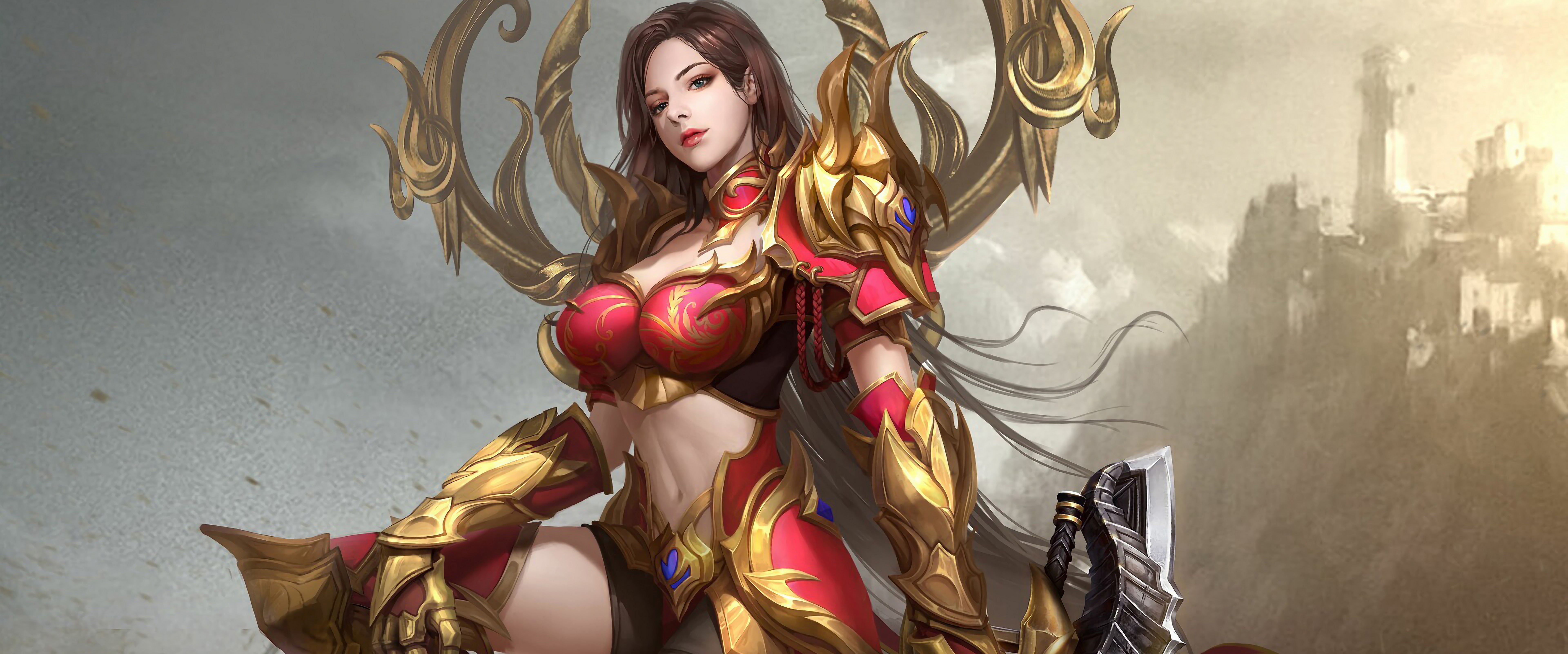 Fantasy Beautiful Girl Warrior 4K Wallpaper