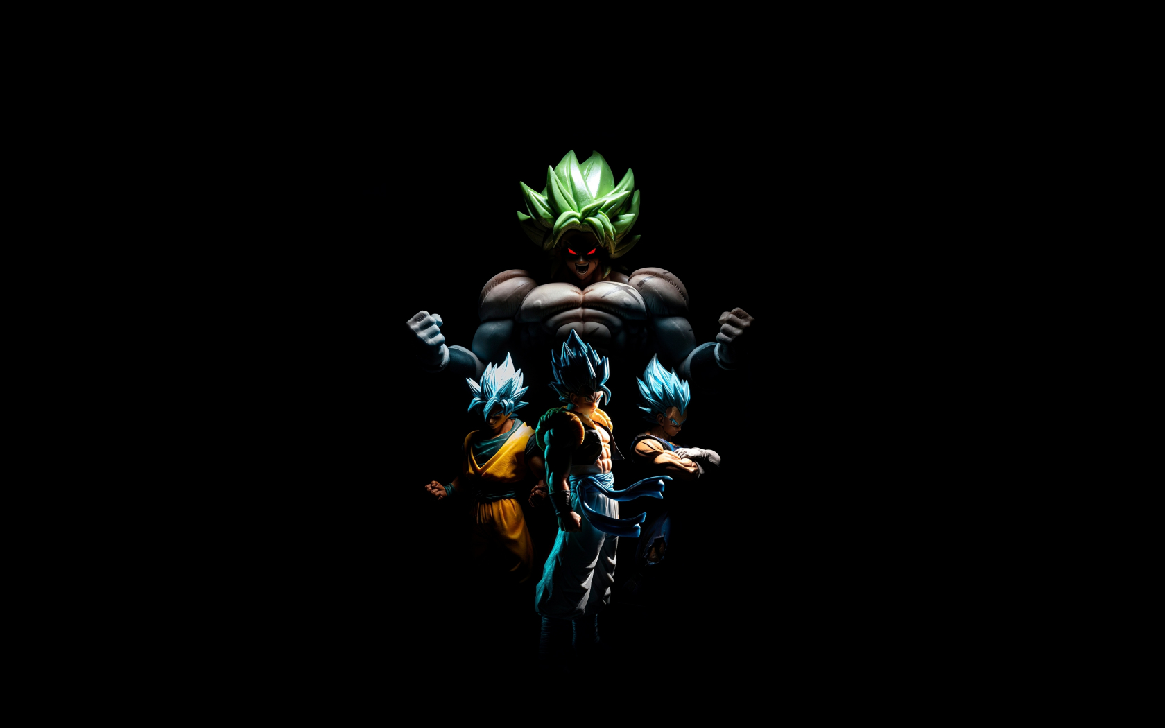 Download goku and broly, vegeta, gogeta, dark 1680x1050 wallpaper, 16:10 widescreen 1680x1050 HD image, background, 24844