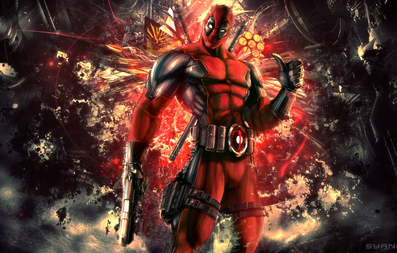 Wallpaper Abstract, Red, Background, Marvel, Gear, Comics, Costume, Wade Wilson, Video Games, Activision Publishing, High Moon Studios, Anti Hero, DeadPool, Mercenary Image For Desktop, Section игры