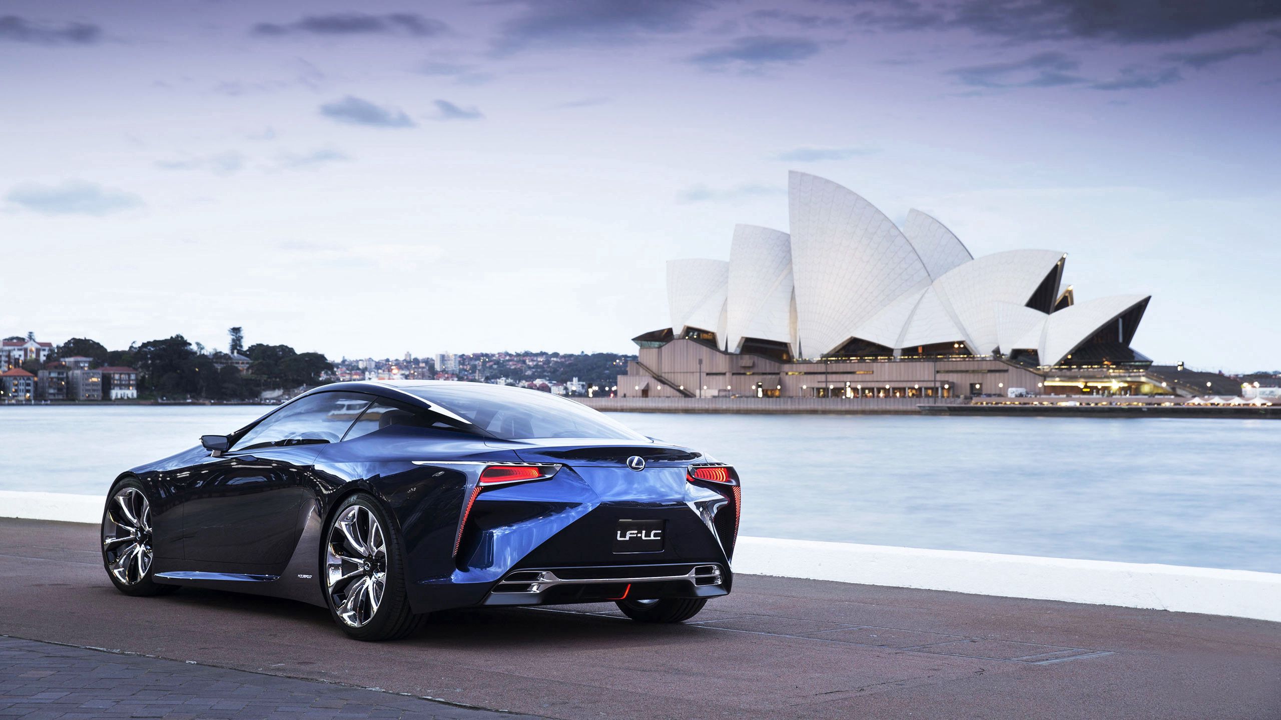 Download wallpaper 2560x1440 sydney, opera house, lexus, lexus lf lc, australia, new south wales widescreen 16:9 HD background
