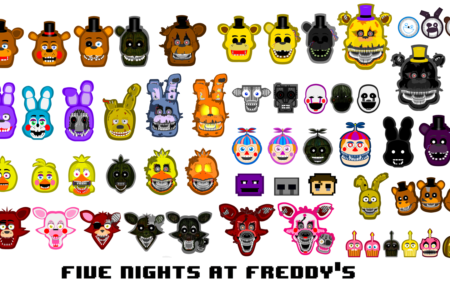 Free download FNAF All Characters by hookls [1600x900] for your Desktop, Mobile & Tablet. Explore FNAF All Characters Wallpaper. Cool FNAF Wallpaper, FNAF Picture Wallpaper