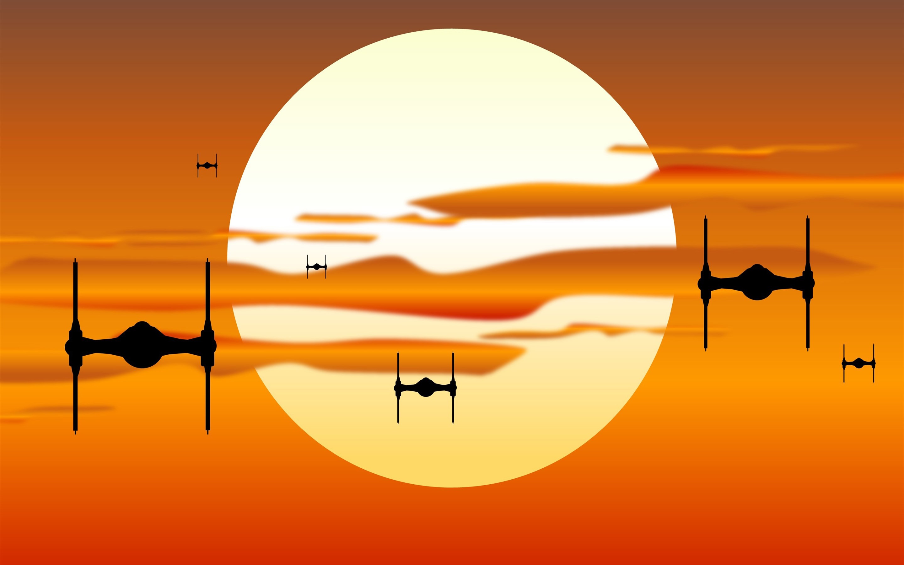 Wallpaper Star Wars, sunset, spaceship, silhouette 2880x1800 HD Picture, Image