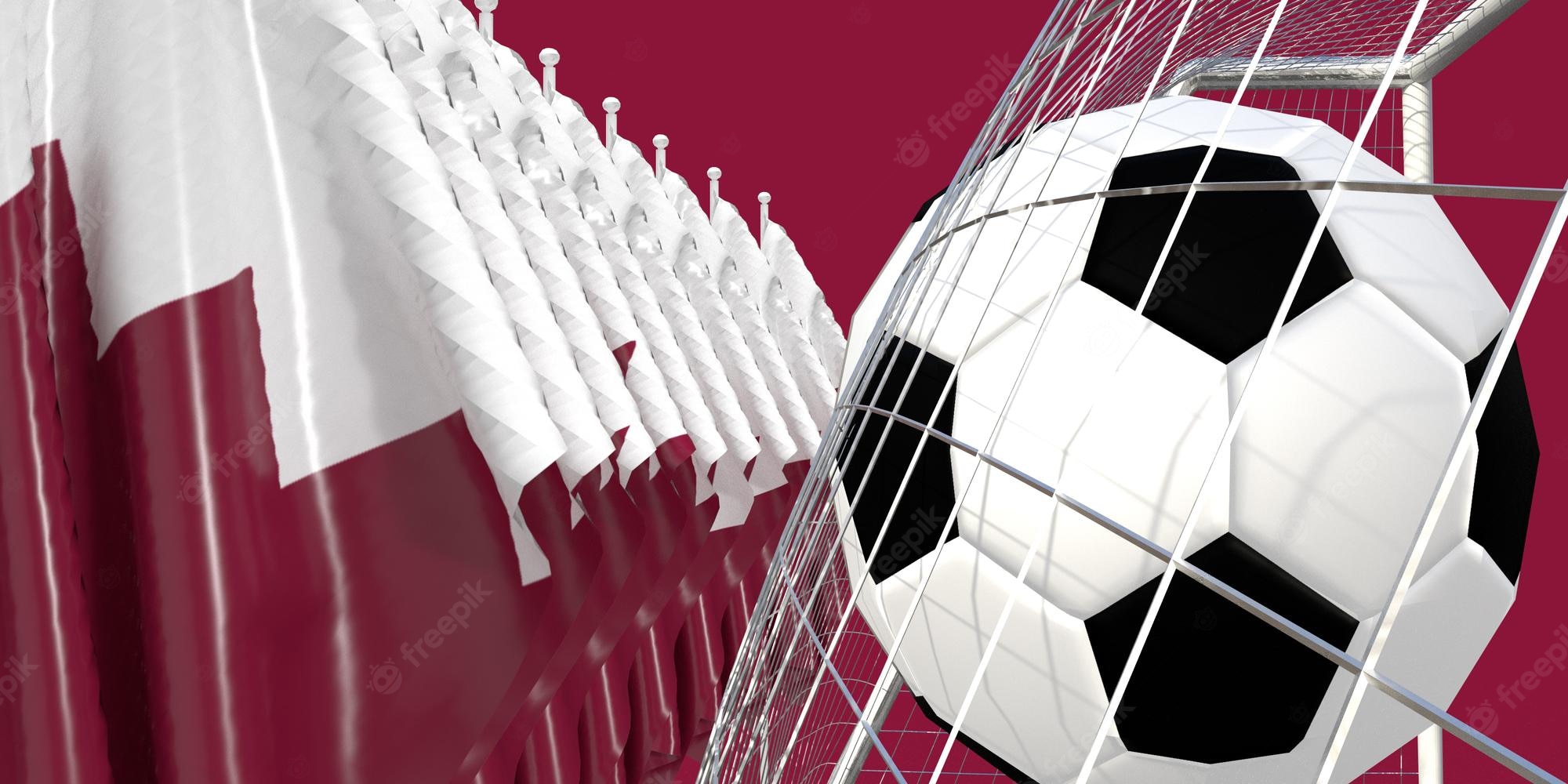 Premium Photo. Red white qatar dohar flag country background wallpaper copy space symbol football world cup emirate soccer sport qatar game 2022 event goal team champion arab islam nation day travel3D render