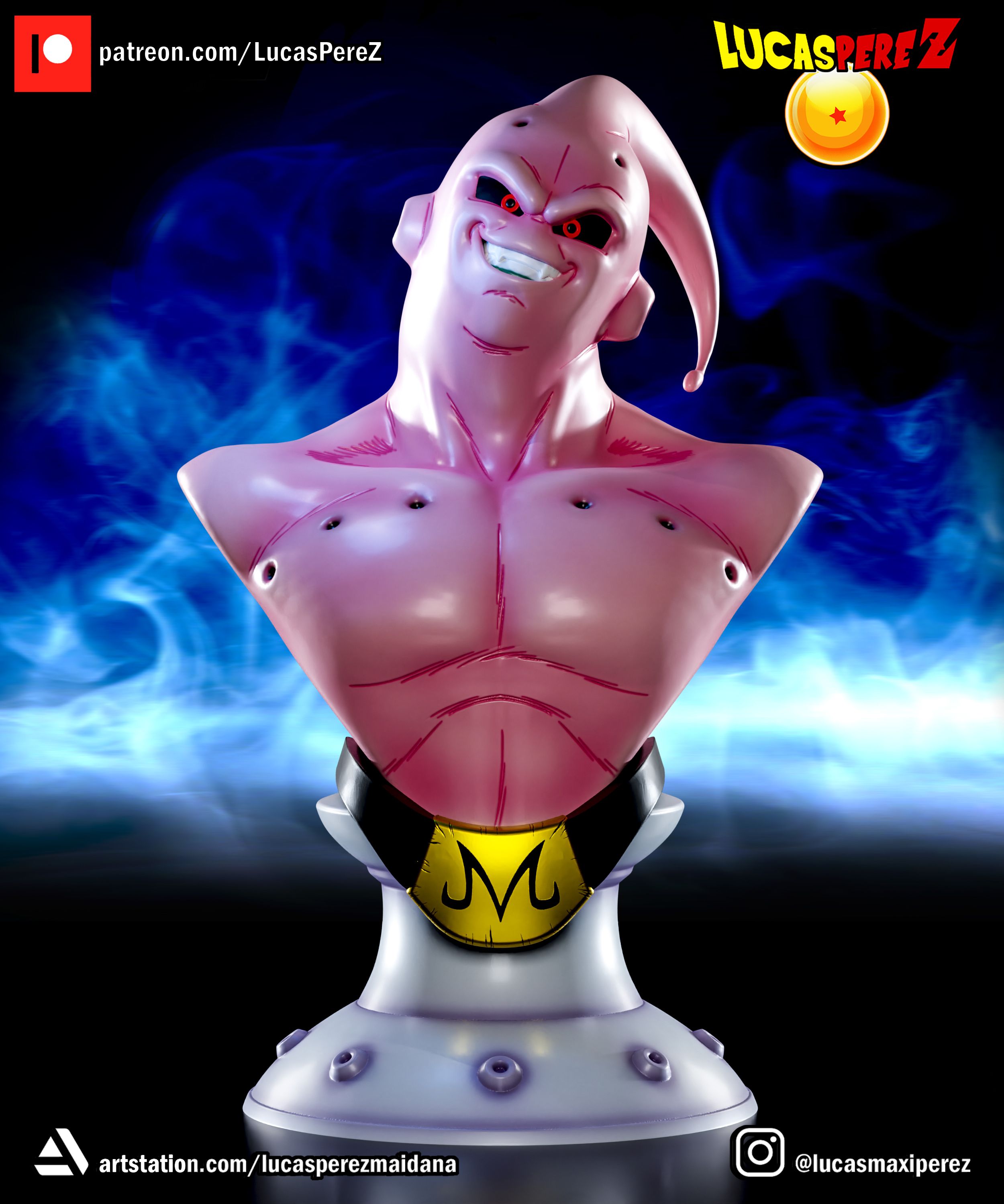 Free STL file MAJIN BUU BUU BUST LUCAS PEREZ・3D printer model to download・Cults