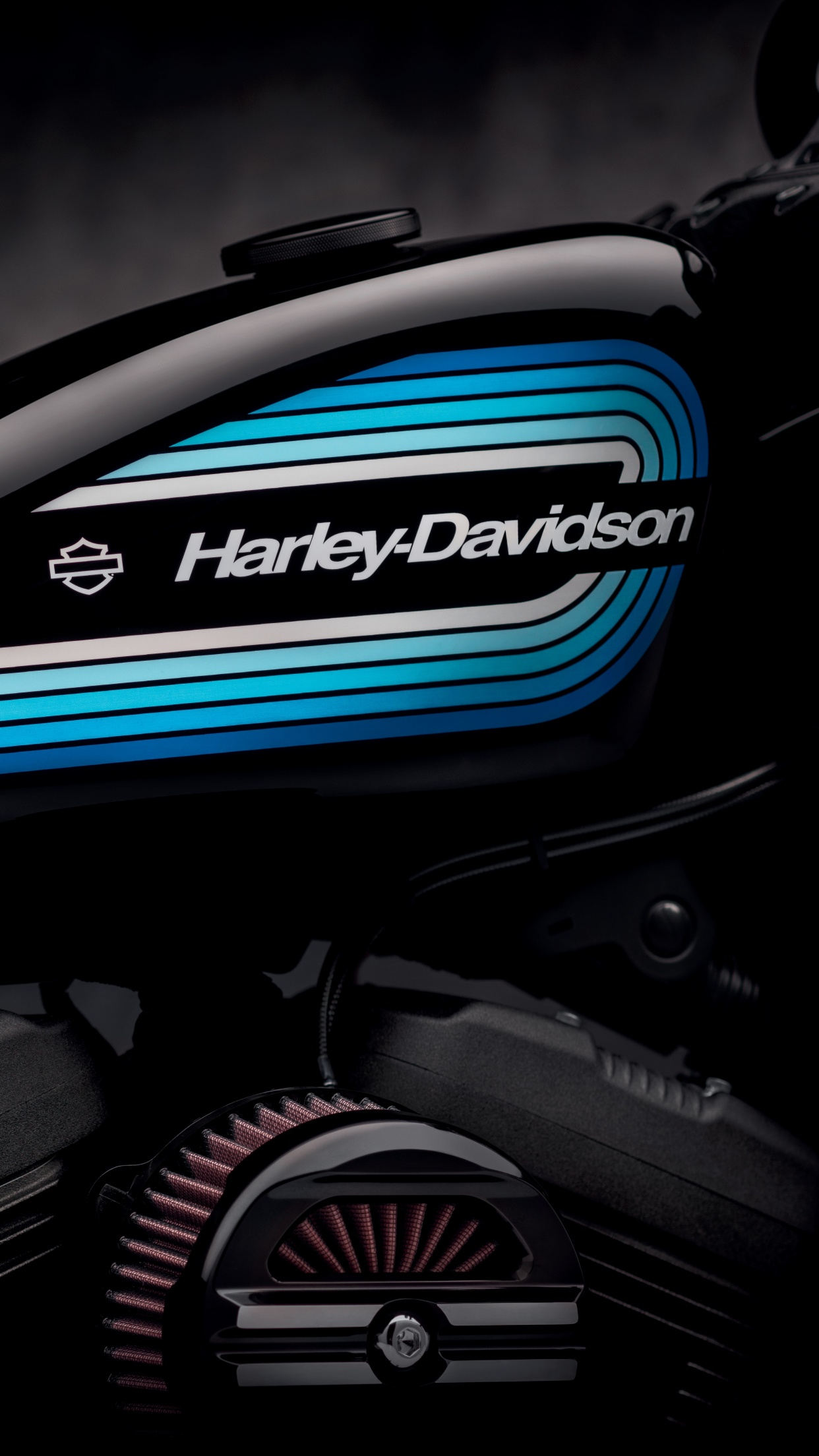 Harley Davidson Wallpaper 4K, Motorcycle, Blue, Black Background, Closeup, 5K, Black Dark