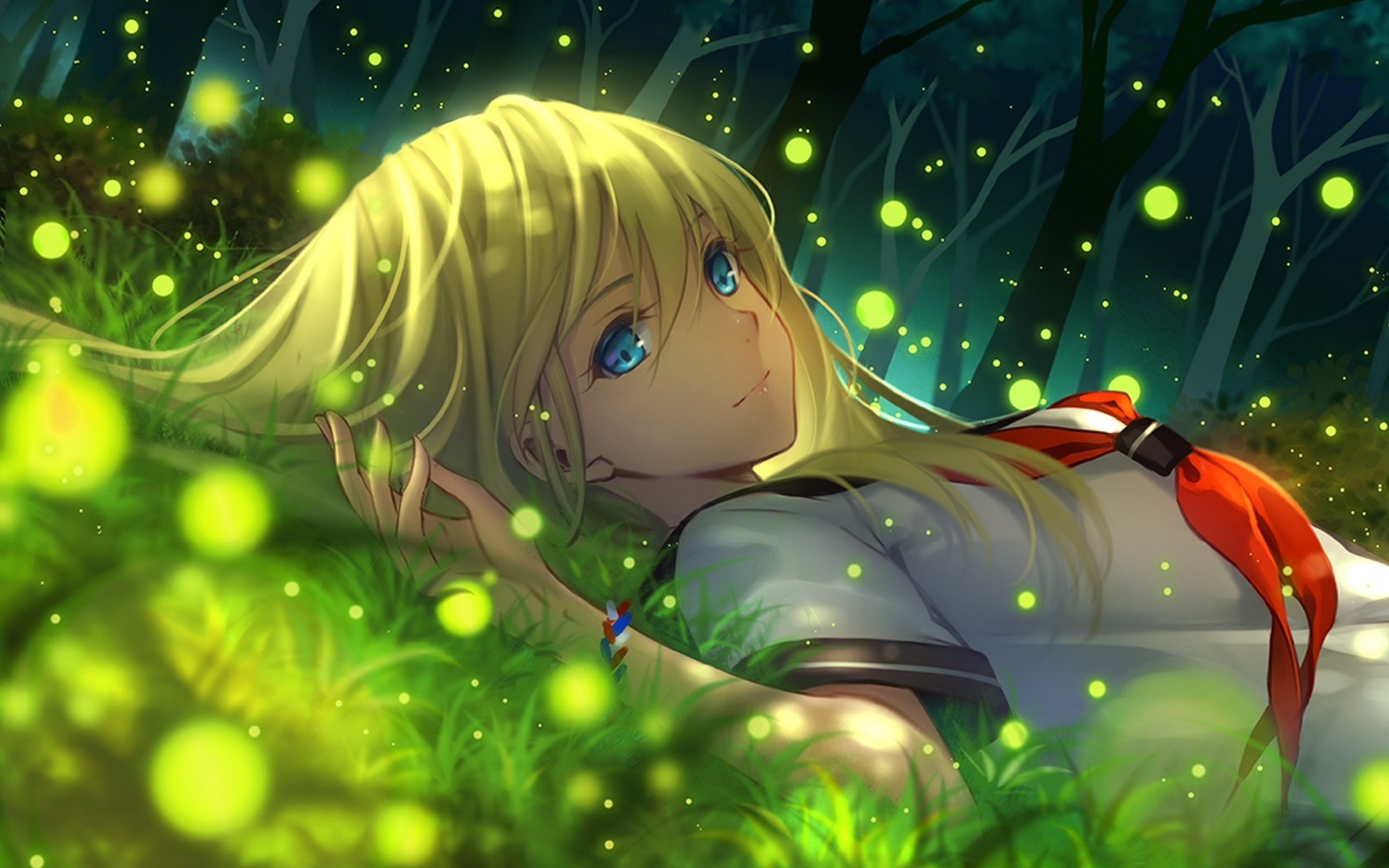 Download beautiful anime girl, relaxed, outdoor 2880x1800 wallpaper, mac pro retaia, 2880x1800 image, background, 25388