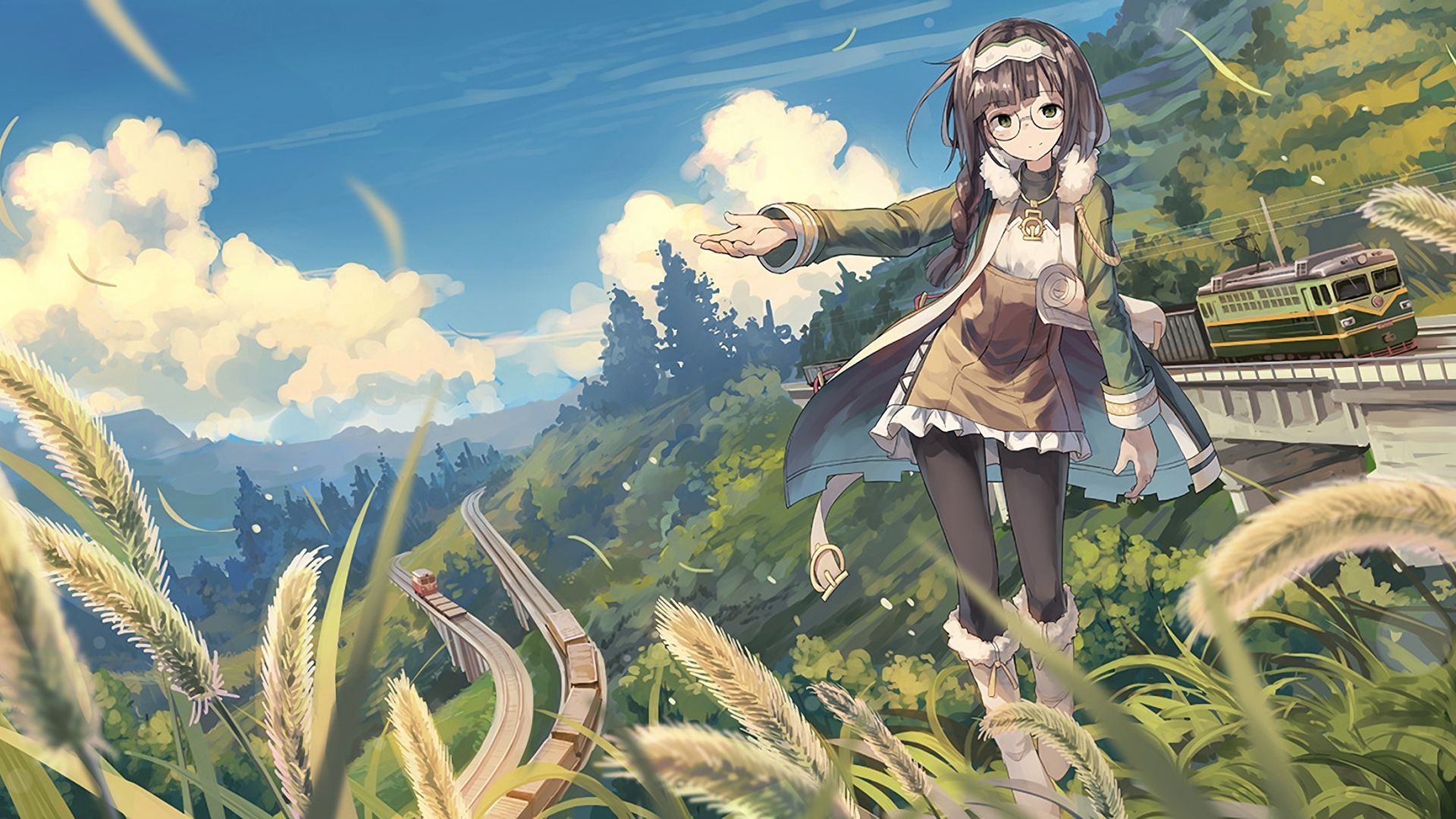 Desktop Wallpaper Ponytail, Long Hair, Anime Girl, Outdoor, HD Image, Picture, Background, 027d48