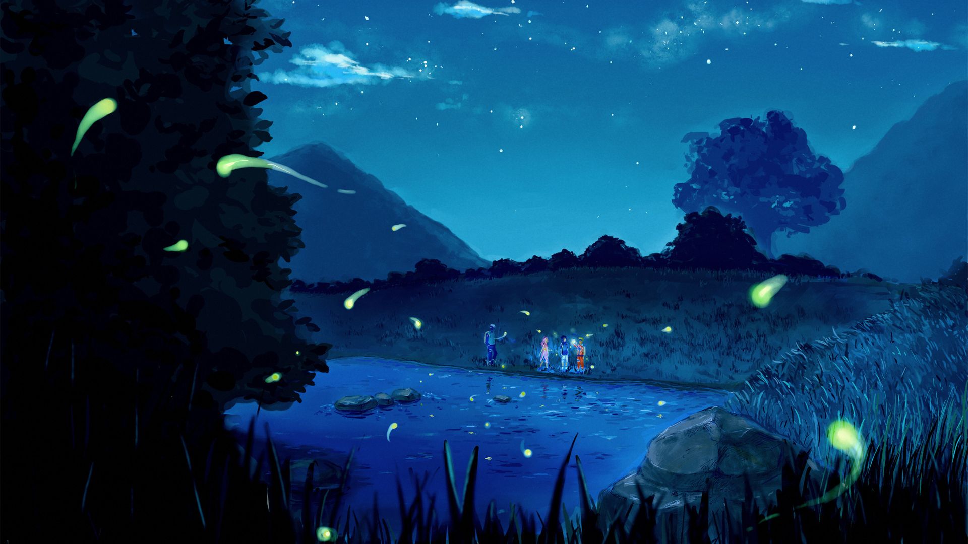 Desktop Wallpaper Naruto Shippuden, Anime, Outdoor, Night, HD Image, Picture, Background, 1001fa