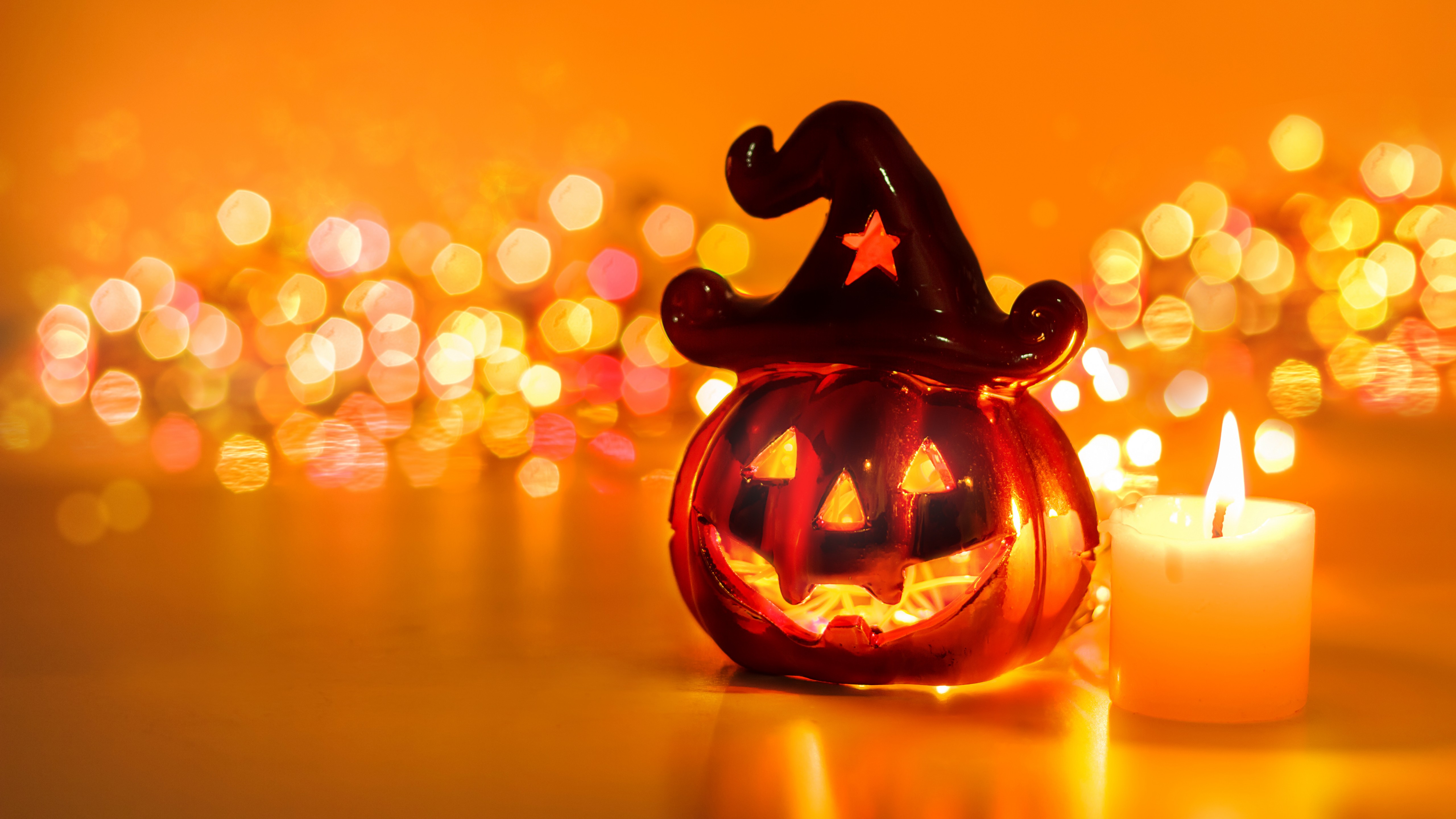 Pumpkin as a witch for Halloween Wallpaper 5k for Desktop