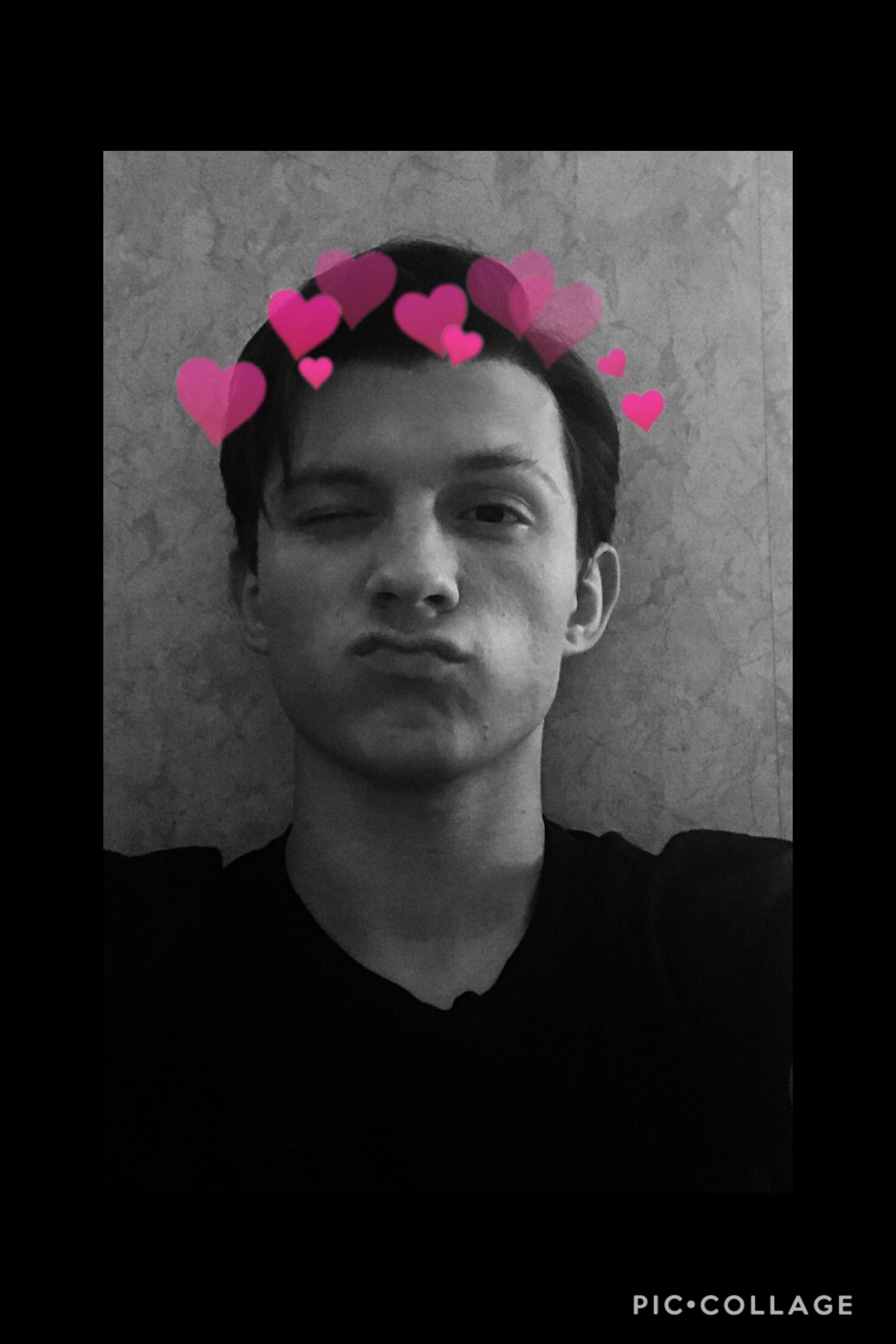 Added some cute hearts. (Also makes an adorable wallpaper!). Tom holland imagines, Tom holland, Tom holland peter parker