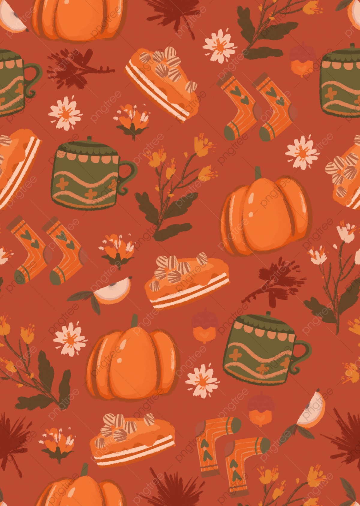 Cartoon Autumn Food Pattern Seamless Background Wallpaper, Autumn, Seamless, Pattern Background Image for Free Download