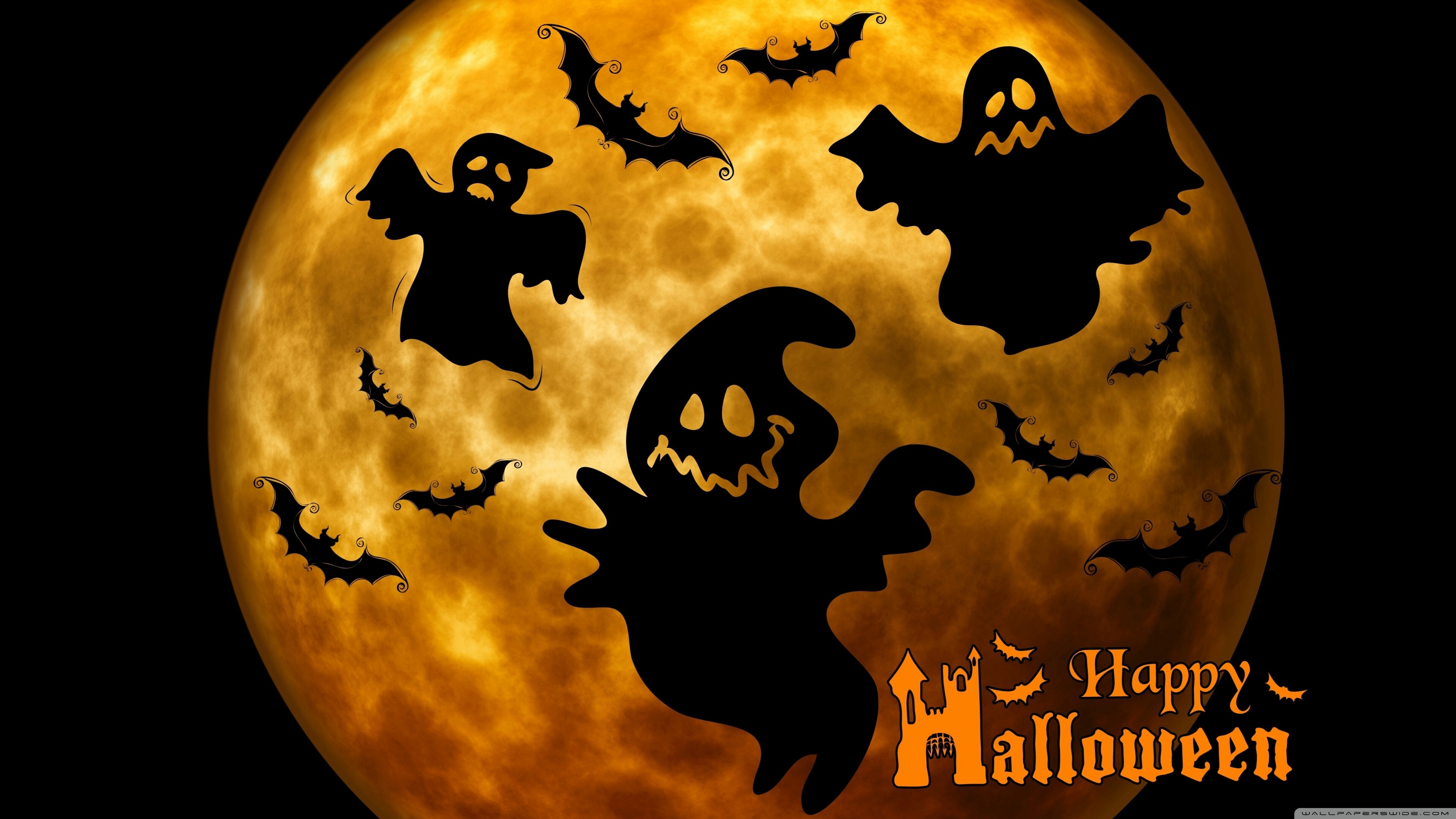 Halloween Ghosts Night Orange Ultra HD Desktop Background Wallpaper for 4K UHD TV, Widescreen & UltraWide Desktop & Laptop, Tablet