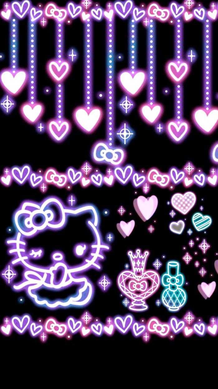 Neon Y2K Wallpaper 6. Kitty wallpaper, Hello kitty wallpaper, Hello kitty iphone wallpaper