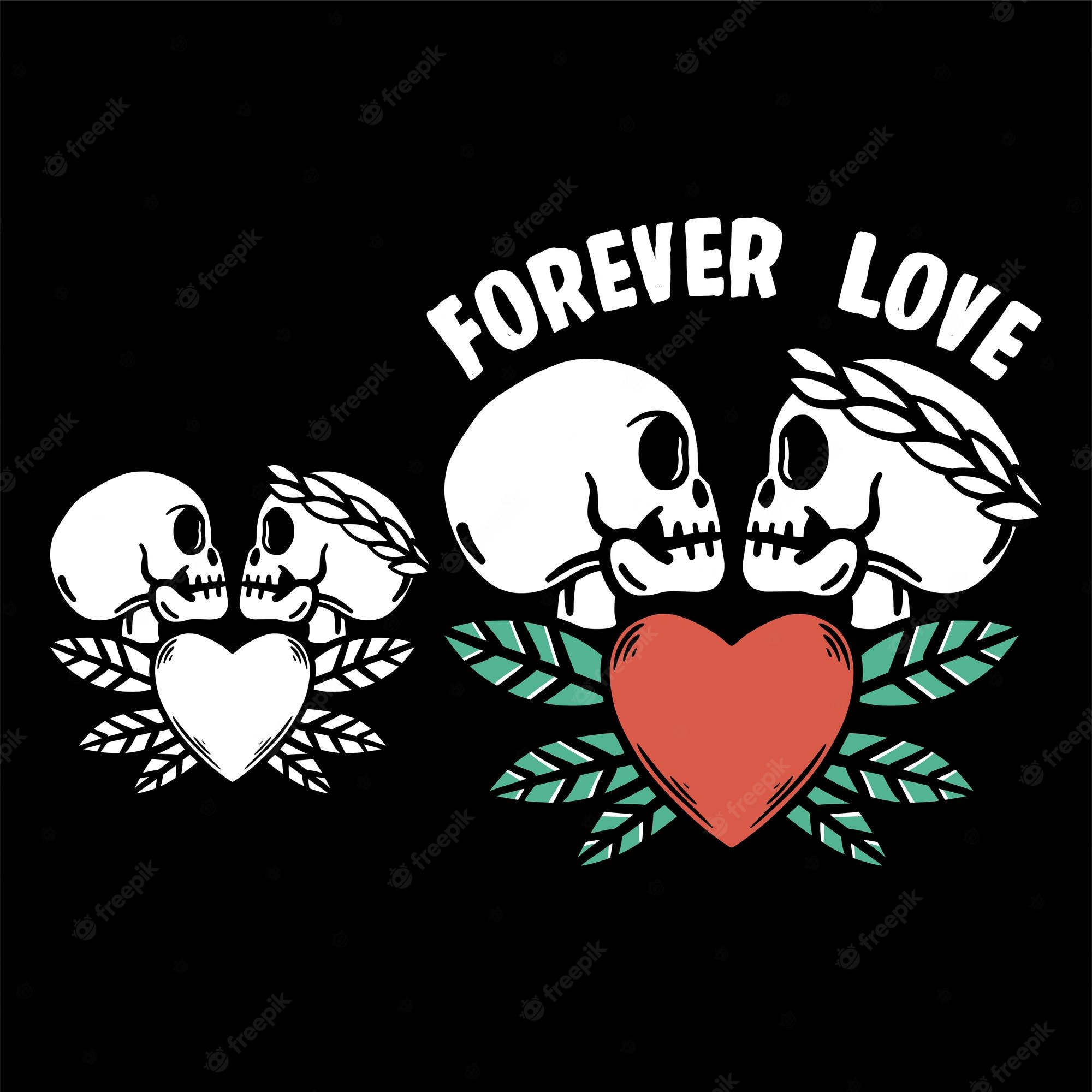 Love Skull Couple Image. Free Vectors, & PSD