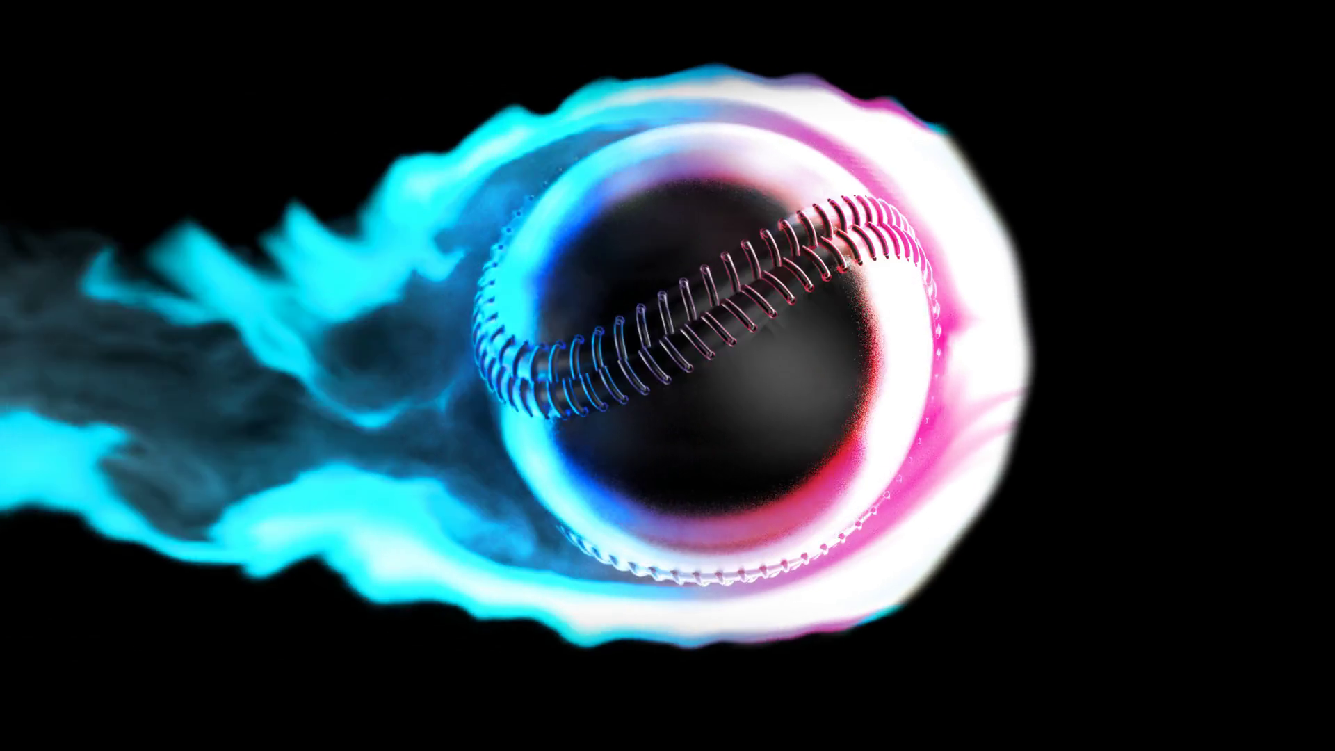 Flying Baseball On Fire On A Black Background Motion Background 00:10 SBV 337762869