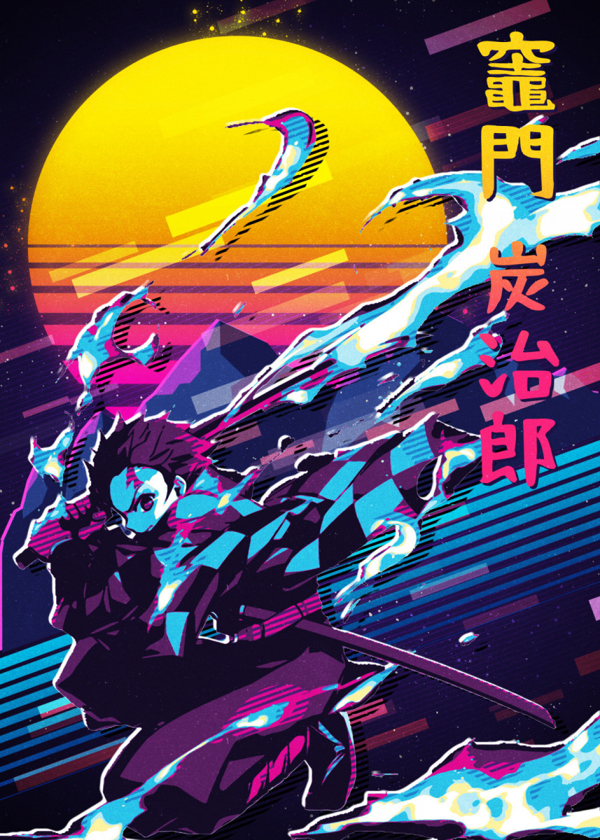 Tanjiro Kamado' Poster by 80sRetro. Displate. Wallpaper legais de anime, Papel de parede anime, Animes wallpaper