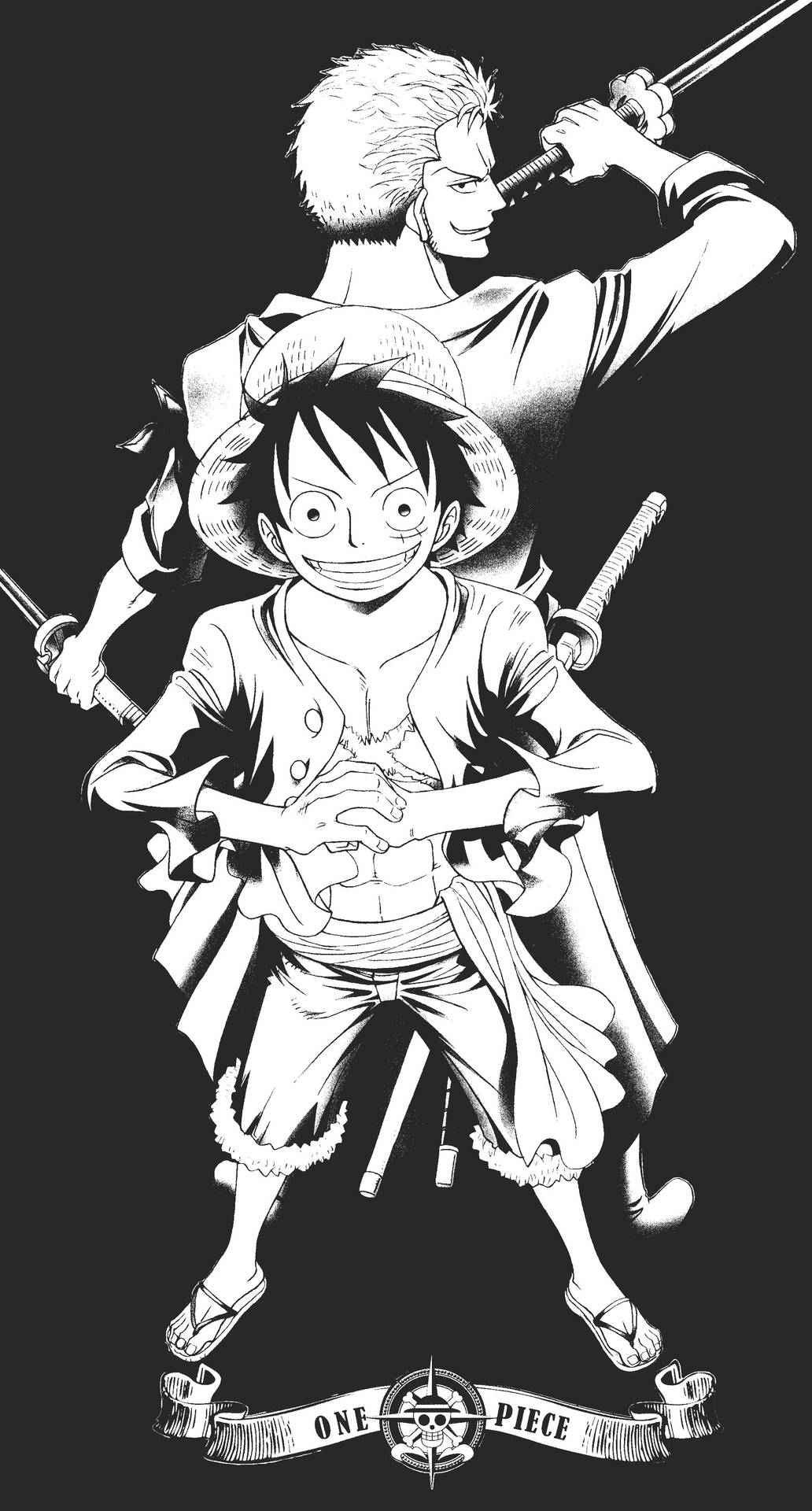 Download One Piece Pirates Black And White Wallpaper