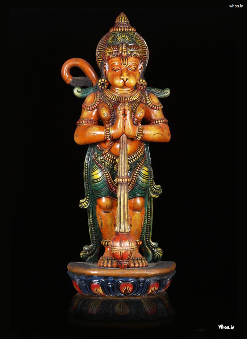 Lord Hanuman Statue With Dark Background HD Image