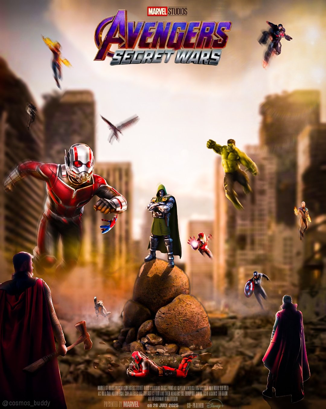 cosmos_buddy a long break AVENGERS SECRET WARS concept poster made by me using and #marvelstudios #kevinfeige #avengers #secretwars #captainamerica #chrisevans #ironmanedit #tonystark #rdj #spiderman