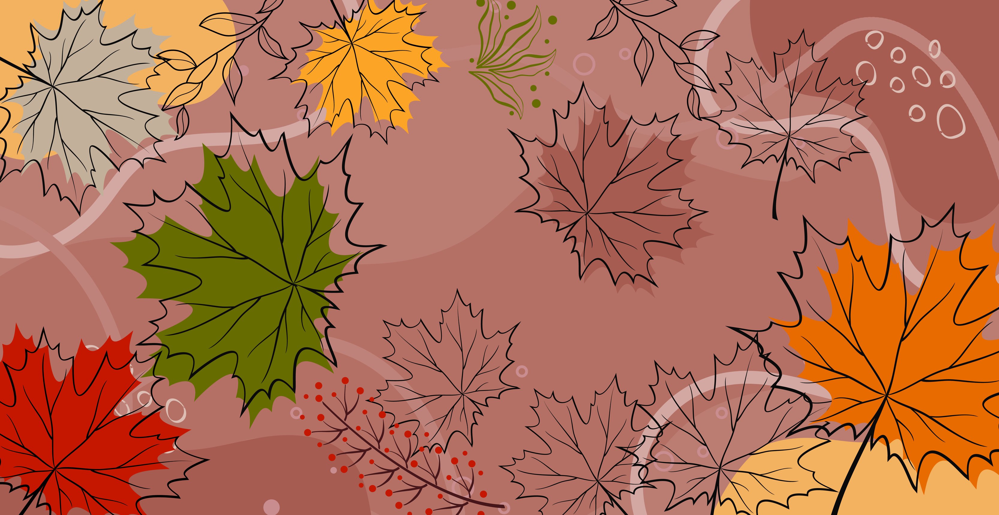 Autumn maple leaves on a colored background