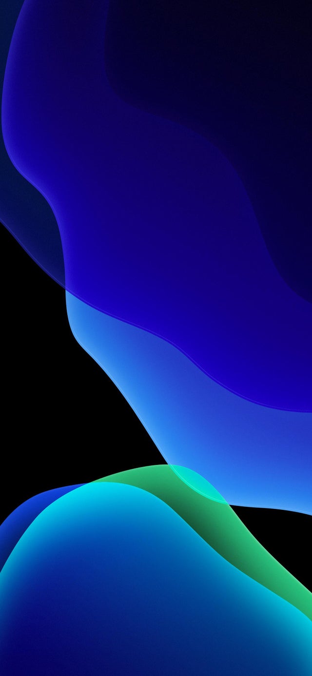 Blue iOS 13 Dark mode wallpaper