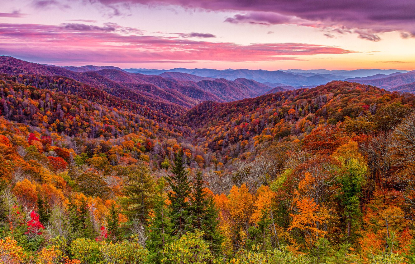 Wallpaper autumn, sunset, mountains image for desktop, section пейзажи