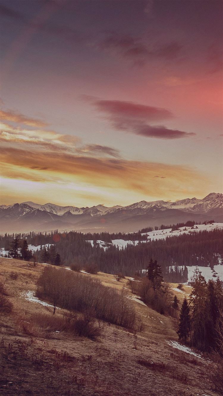 Fall Mountain Nature Sky Flare iPhone 8 Wallpaper Free Download