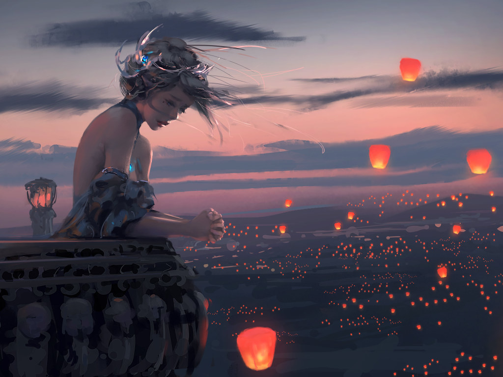 Wallpaper: Female Anime Character Illustration, WLOP, Artwork, Women, Digital Art • Wallpaper For You