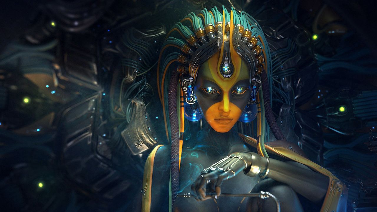 Download wallpaper 1280x720 digital art, woman, cyborg hd, hdv, 720p HD background