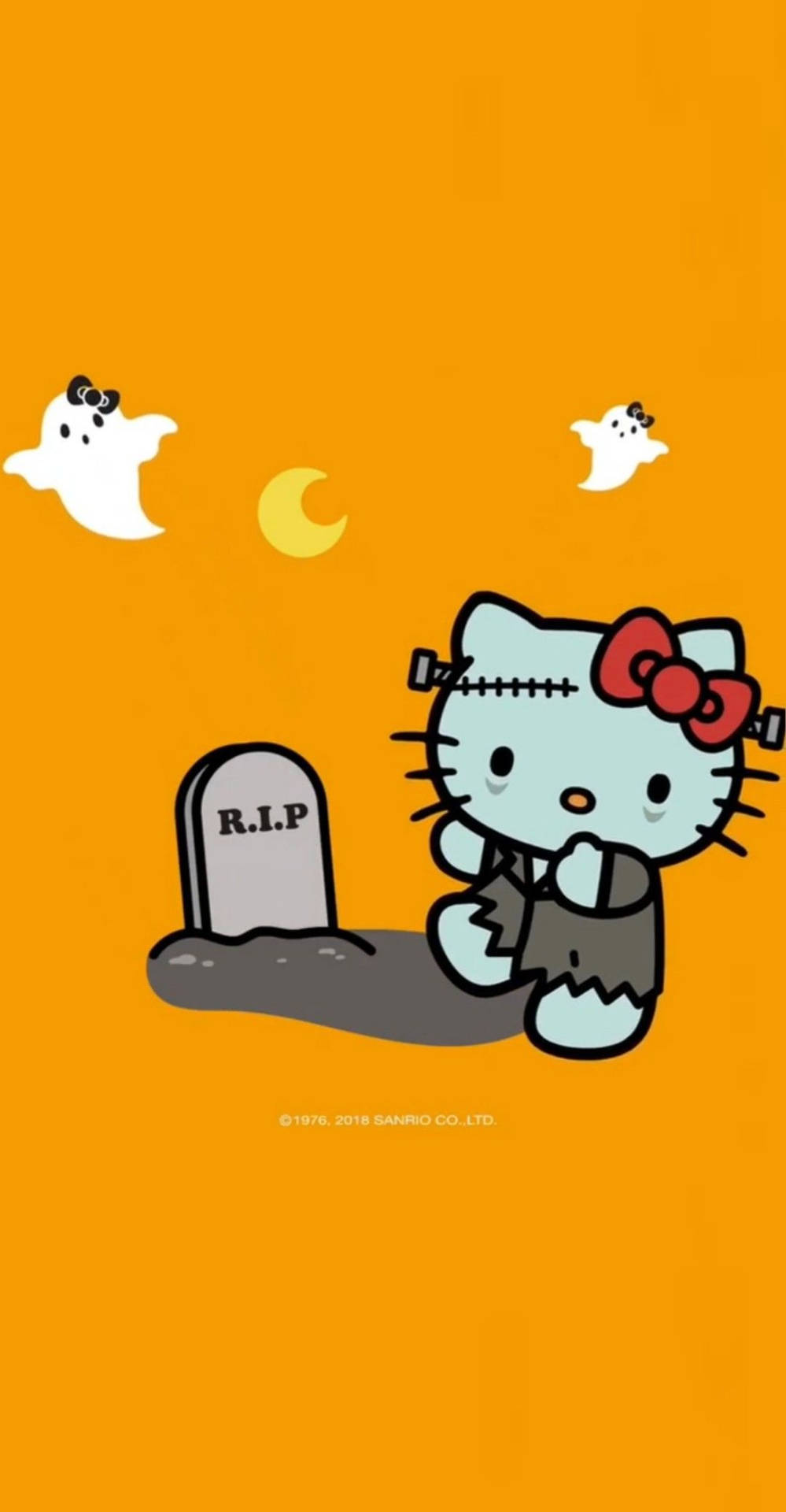 Download Hello Kitty Halloween In Cemetery Wallpaper
