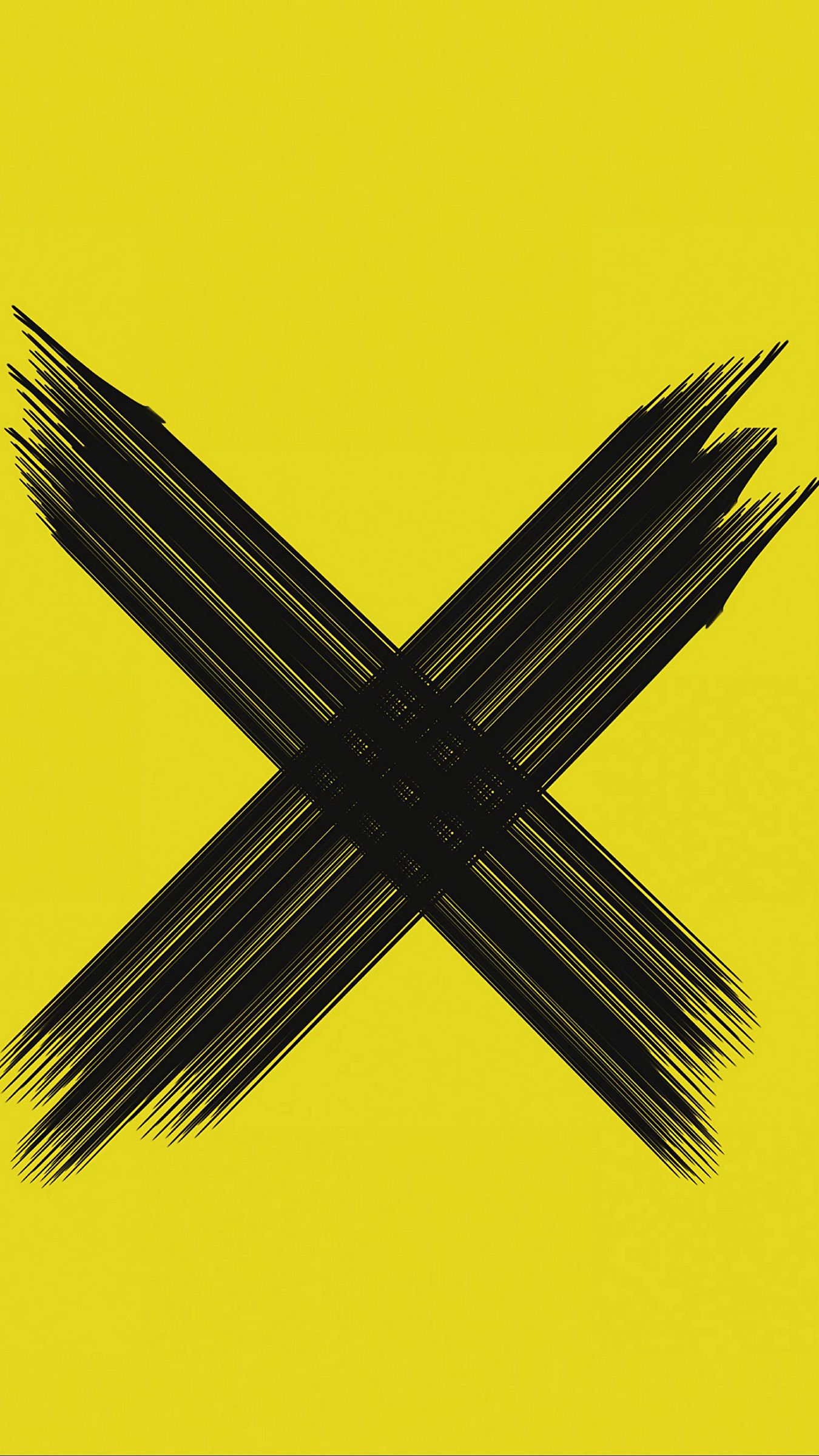 Download wallpaper 1350x2400 cross, symbol, brushstrokes, intersection, black, yellow, minimalism iphone 8+/7+/6s+/for parallax HD background