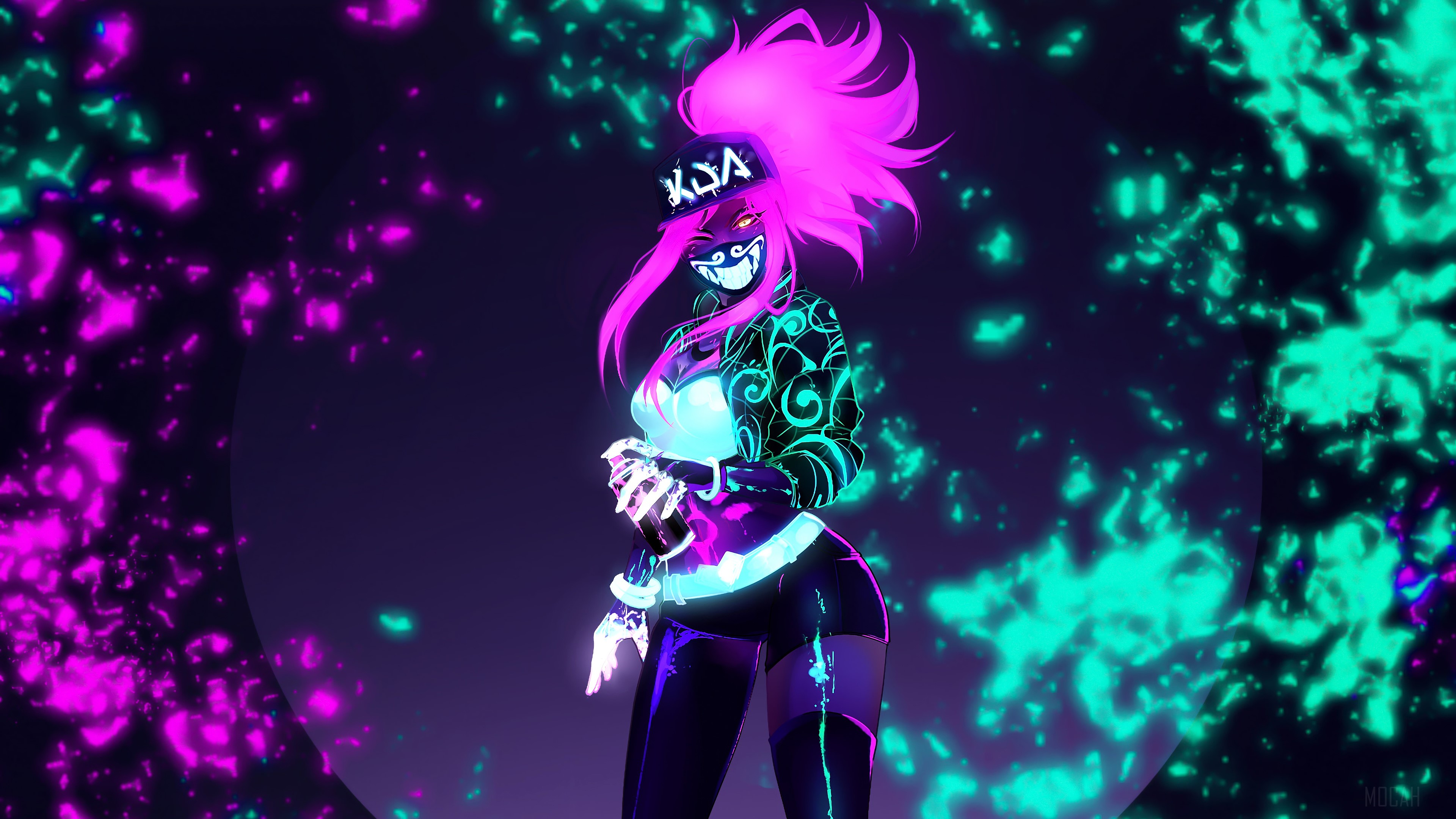 K DA Akali Neon Mask LoL League Of Legends Lol 4k Wallpaper Gallery HD Wallpaper