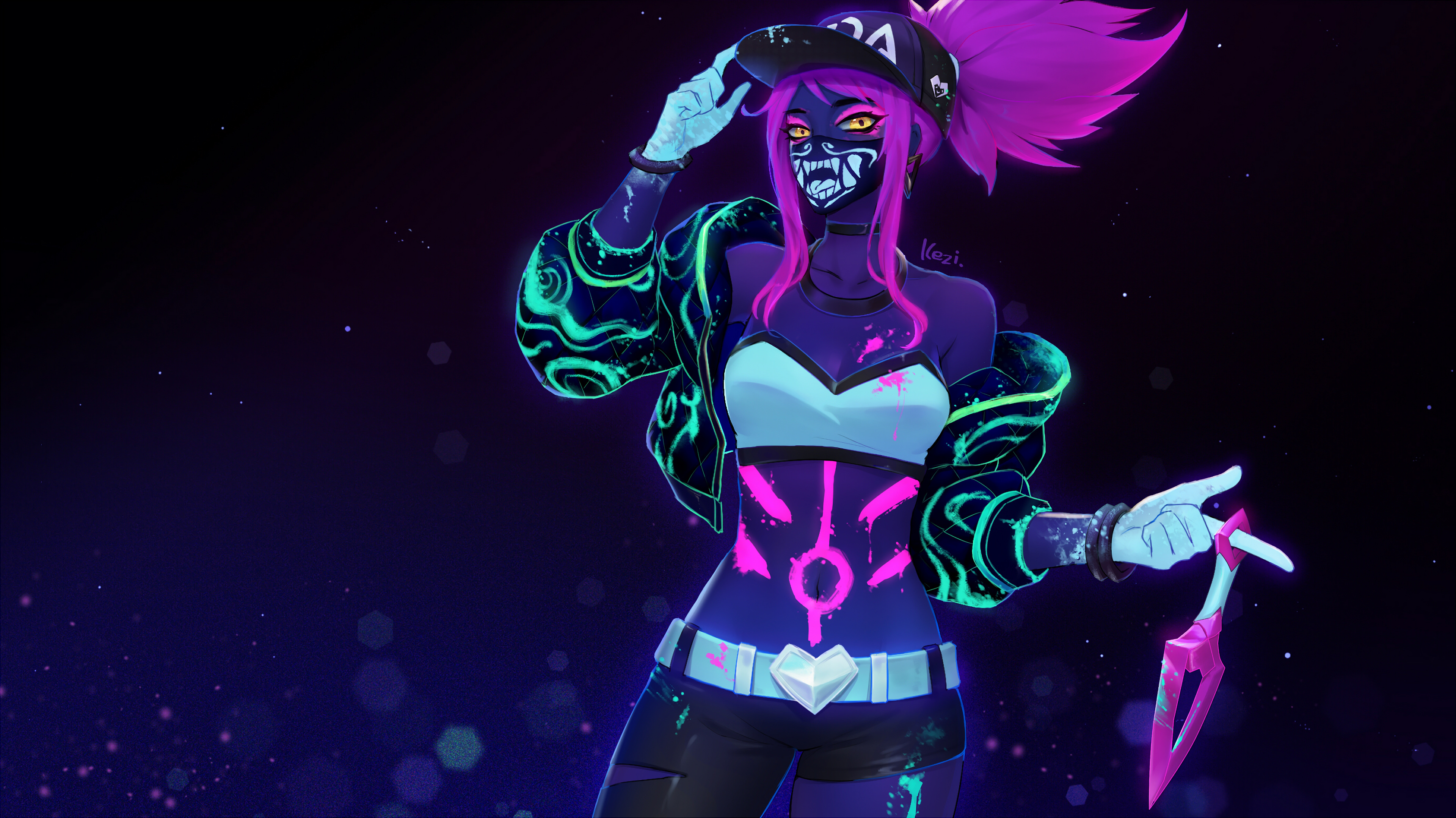 Wallpaper 4k K DA Akali Neon LoL League Of Legends Lol Wallpaper