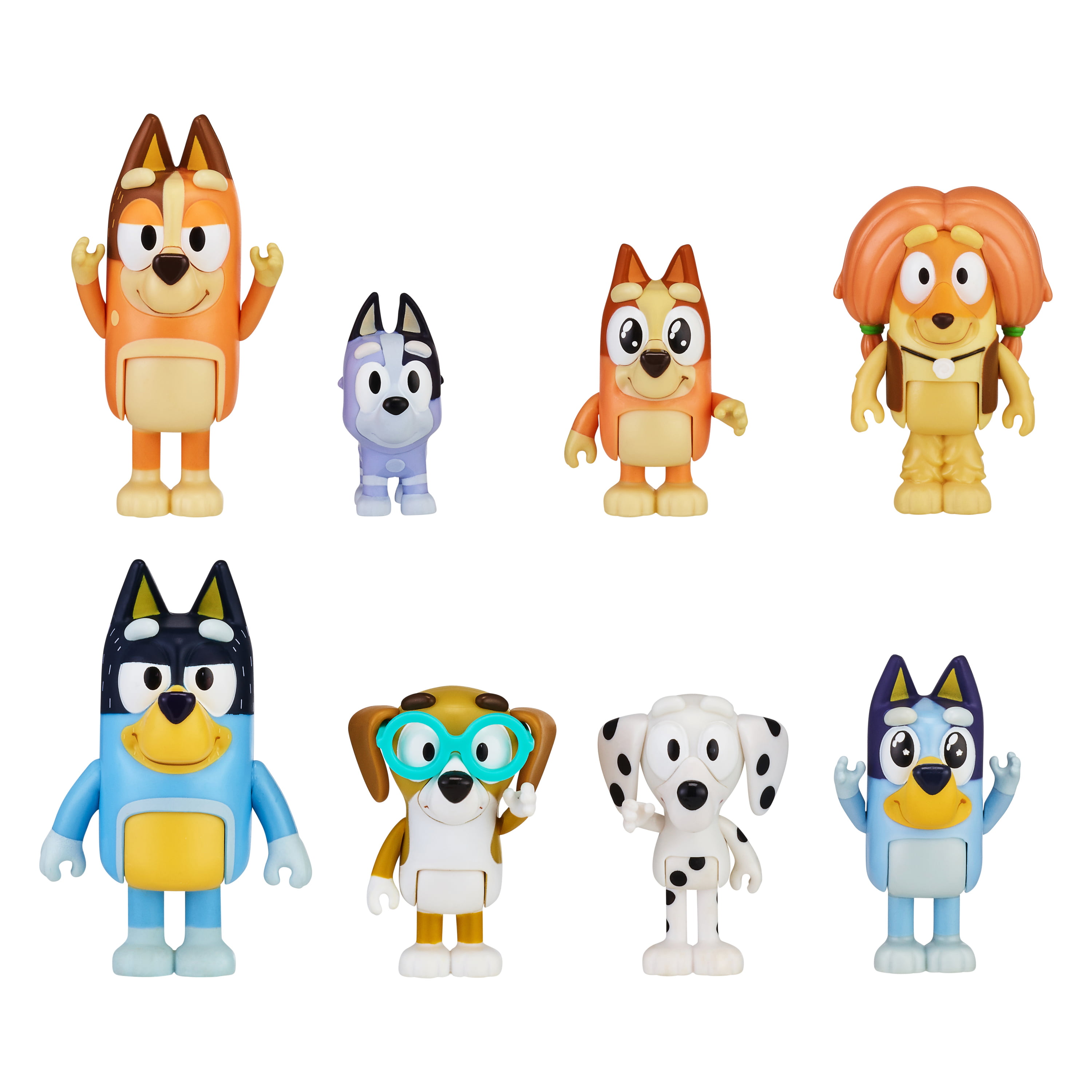 Bluey's Family And Friends Pack.5 3 Bluey, Bingo, Chilli (Mum) And Dad (Bandit), Honey, Socks, Chloe And Indy Figures