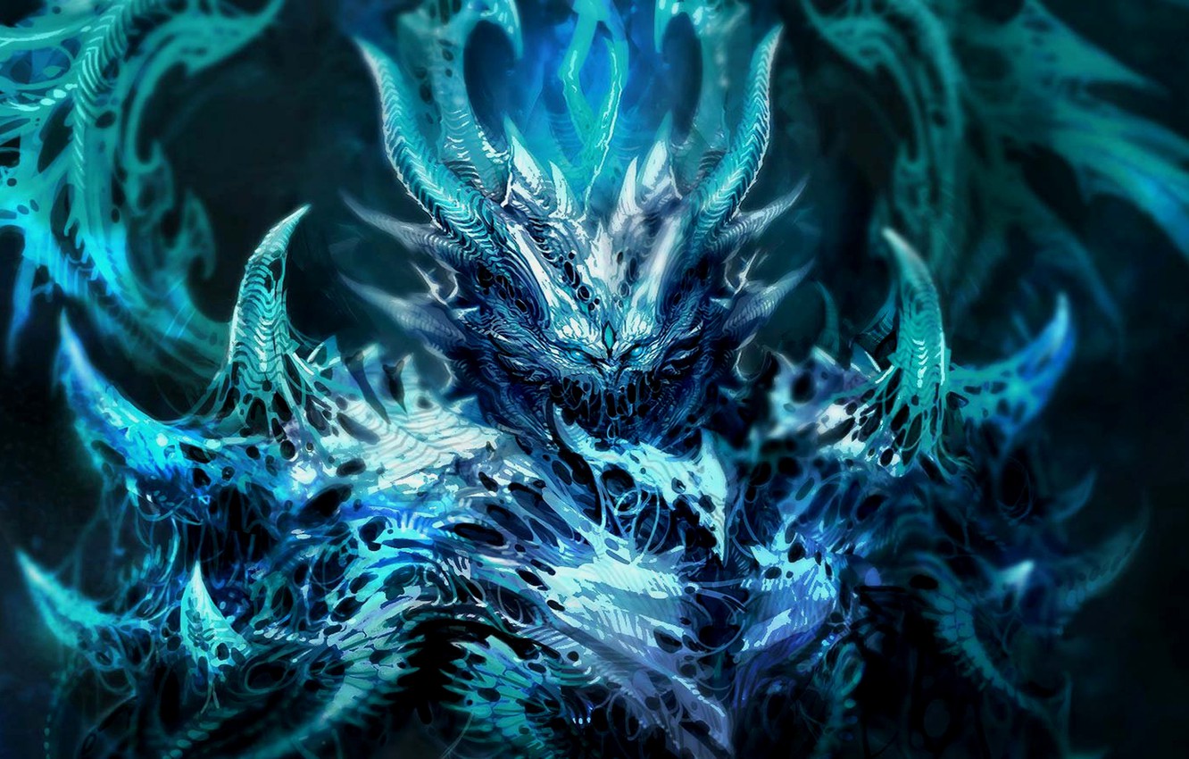 Wallpaper blue, blue, the demon, evil, effects, casting image for desktop, section фантастика