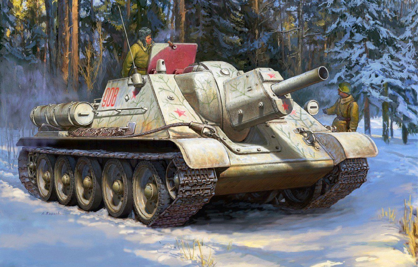 Wallpaper Winter, Snow, USSR, The red army, SU- Assault gun image for desktop, section оружие